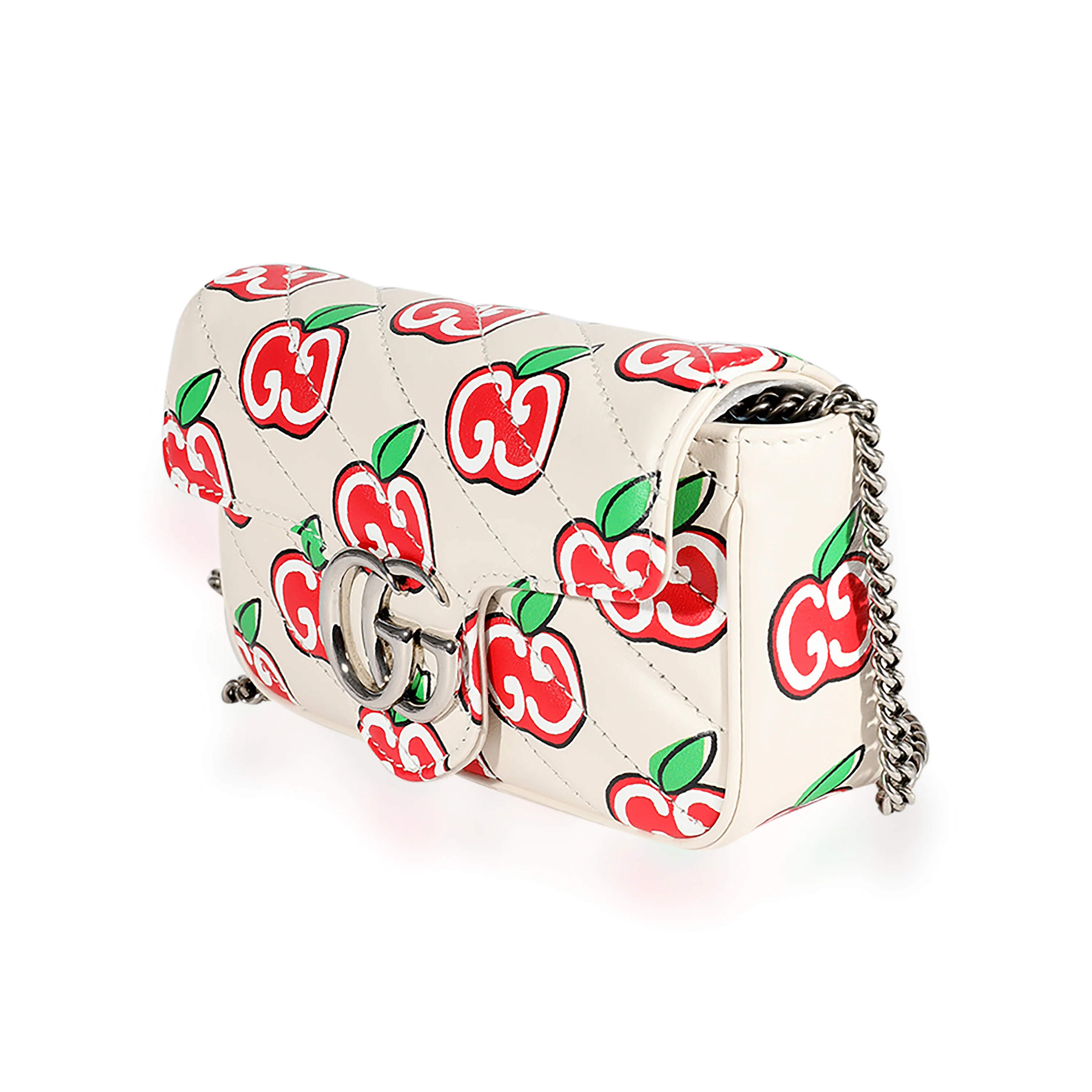 GG Apple White Matelassé Super Mini Marmont Bag - Image 2