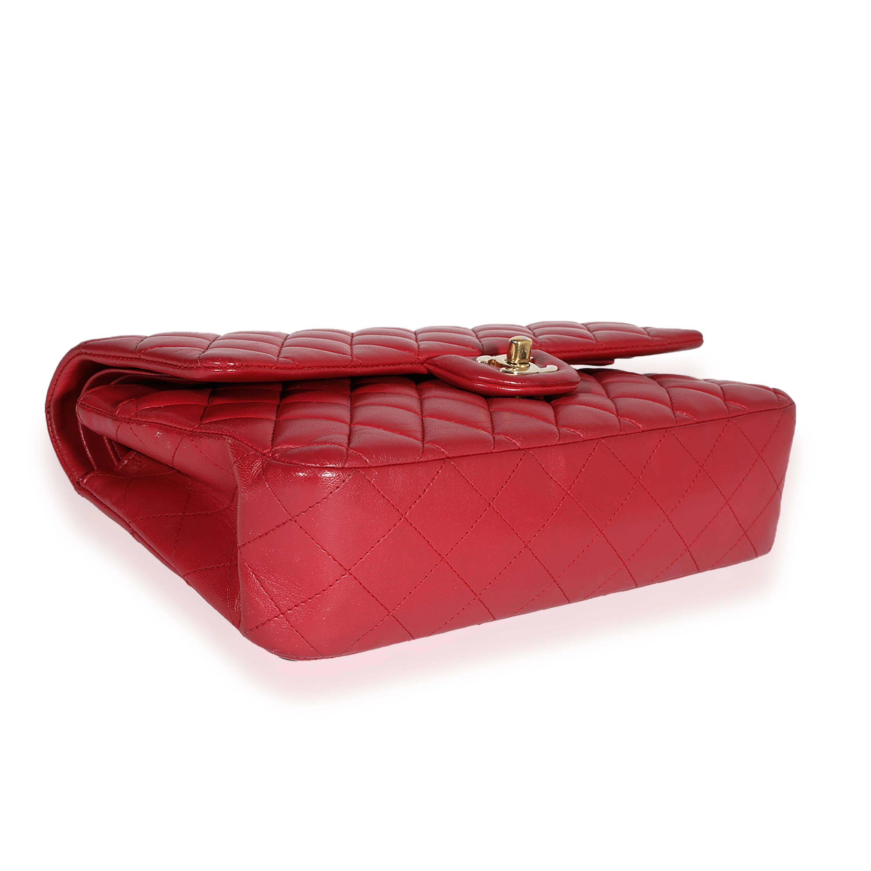 Red Quilted Lambskin Medium Classic Double Flap Bag - Image 3