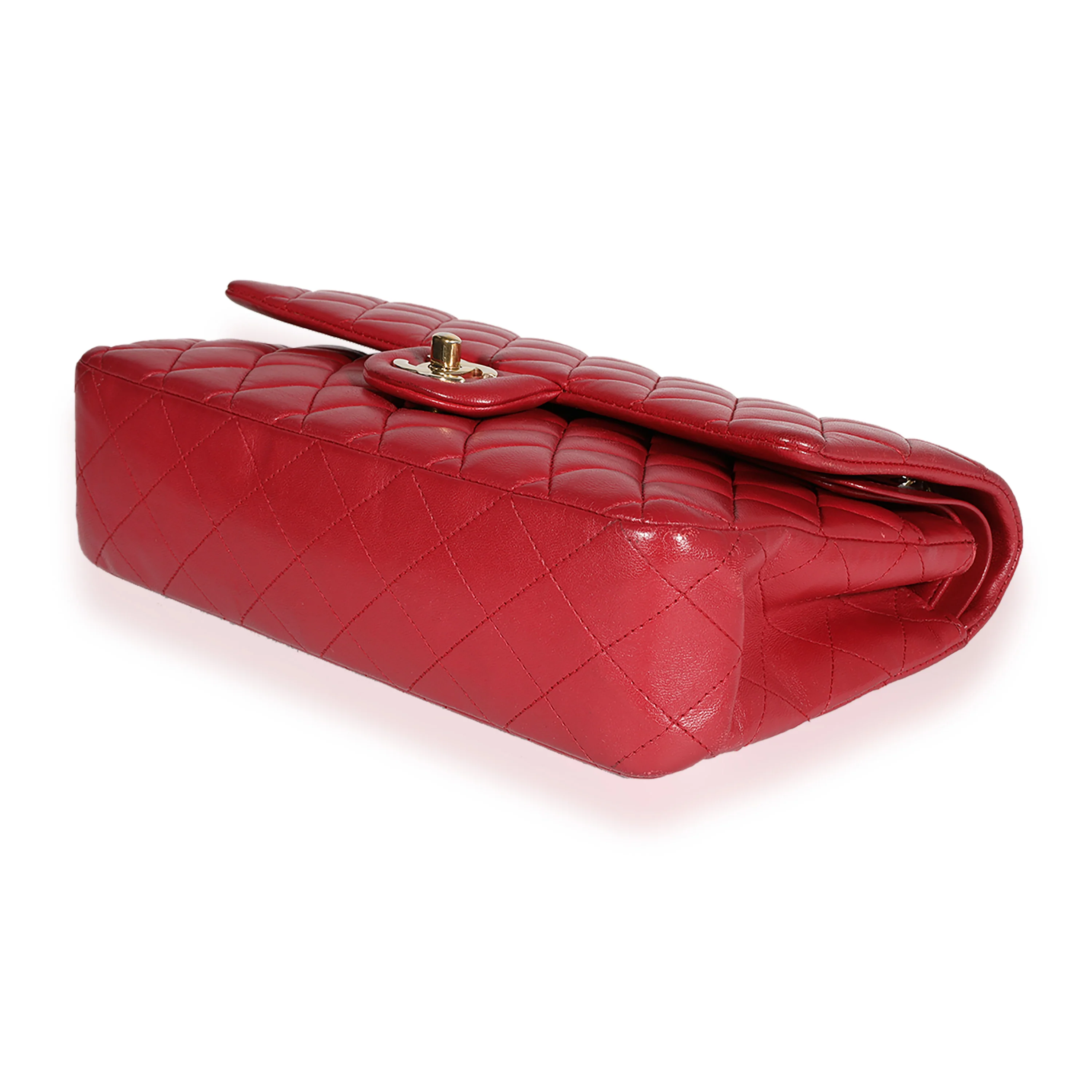 Red Quilted Lambskin Medium Classic Double Flap Bag - Image 5