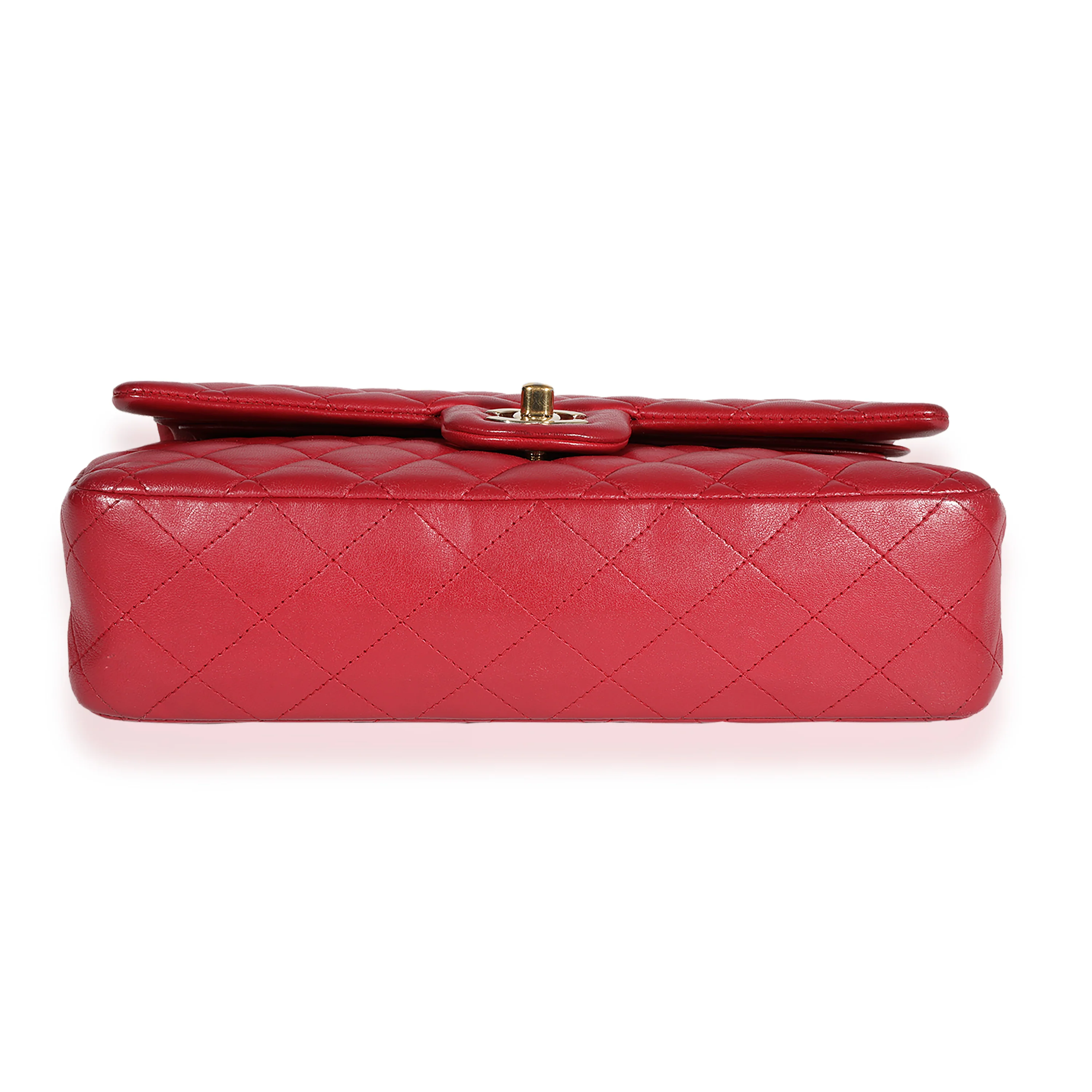 Red Quilted Lambskin Medium Classic Double Flap Bag - Image 6
