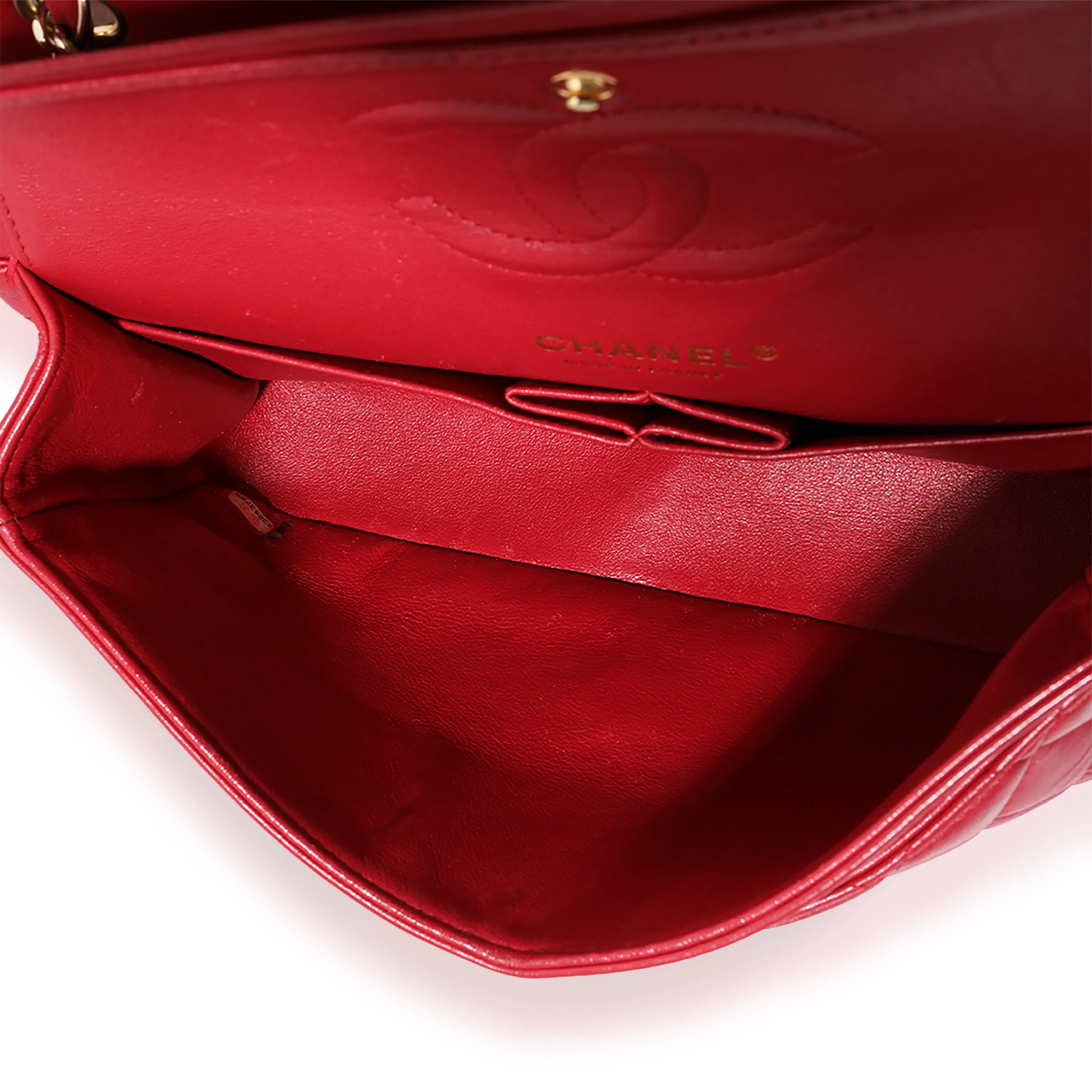 Red Quilted Lambskin Medium Classic Double Flap Bag - Image 7