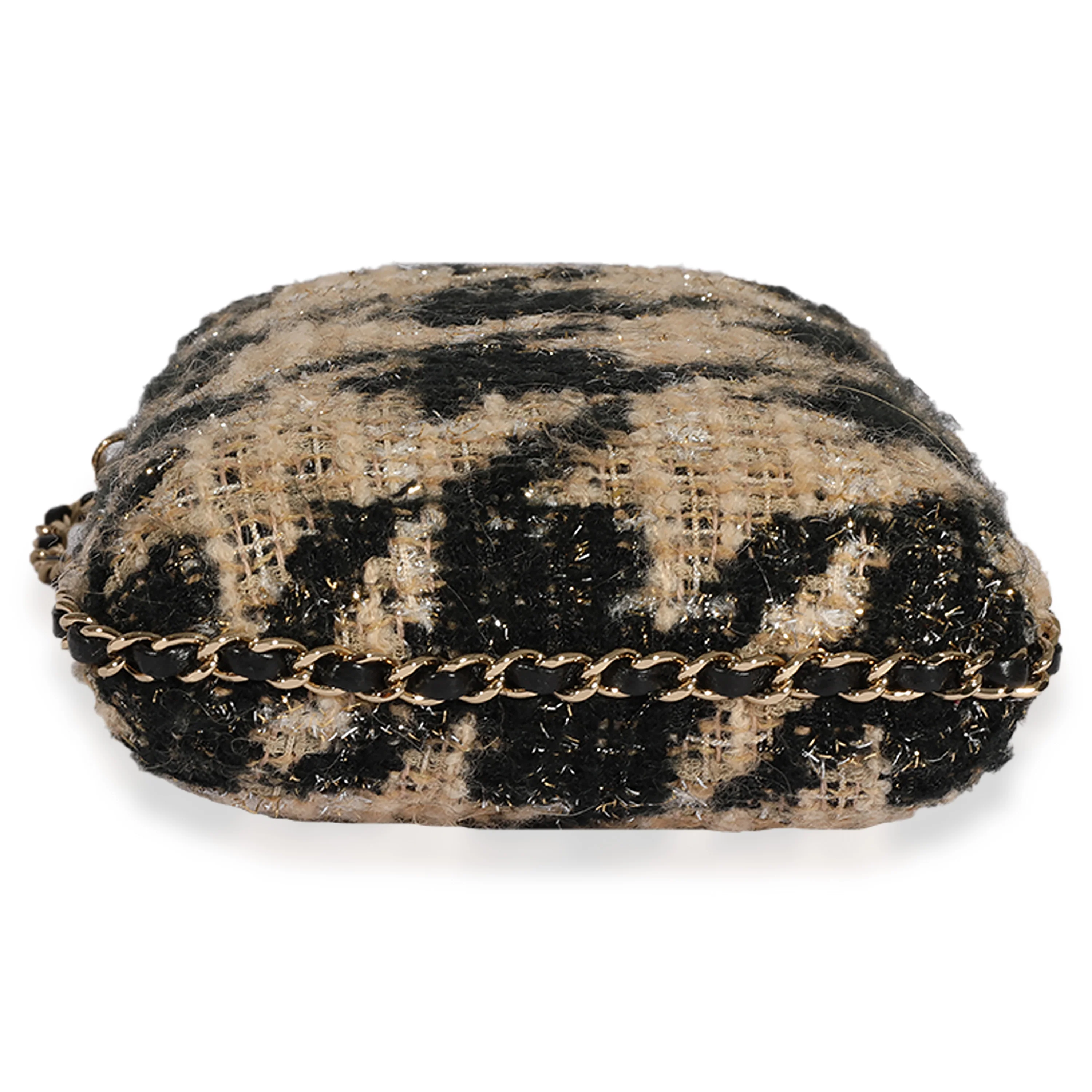 Chanel Metallic Houndstooth Print Tweed Phone Holder Crossbody - Image 5