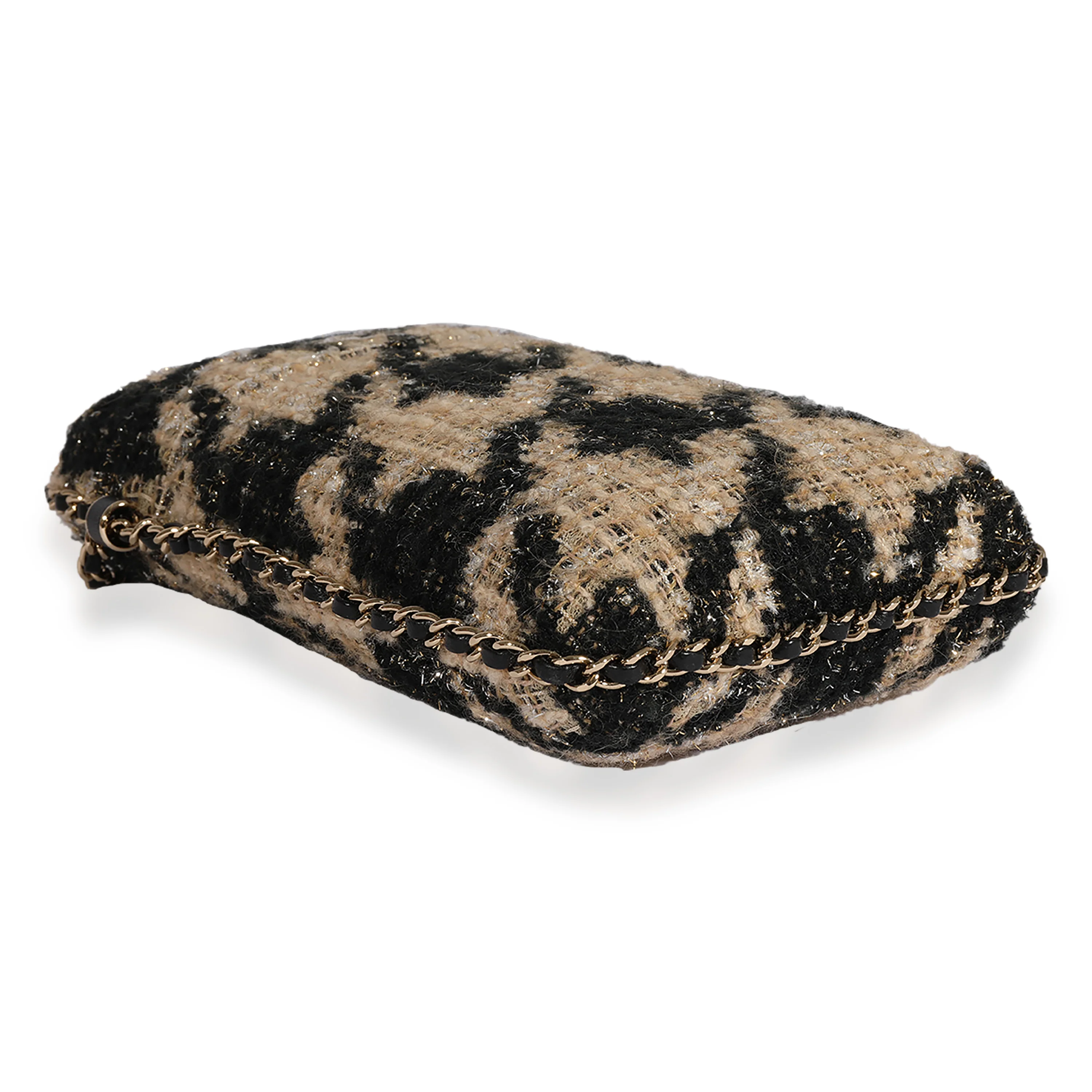 Chanel Metallic Houndstooth Print Tweed Phone Holder Crossbody - Image 6