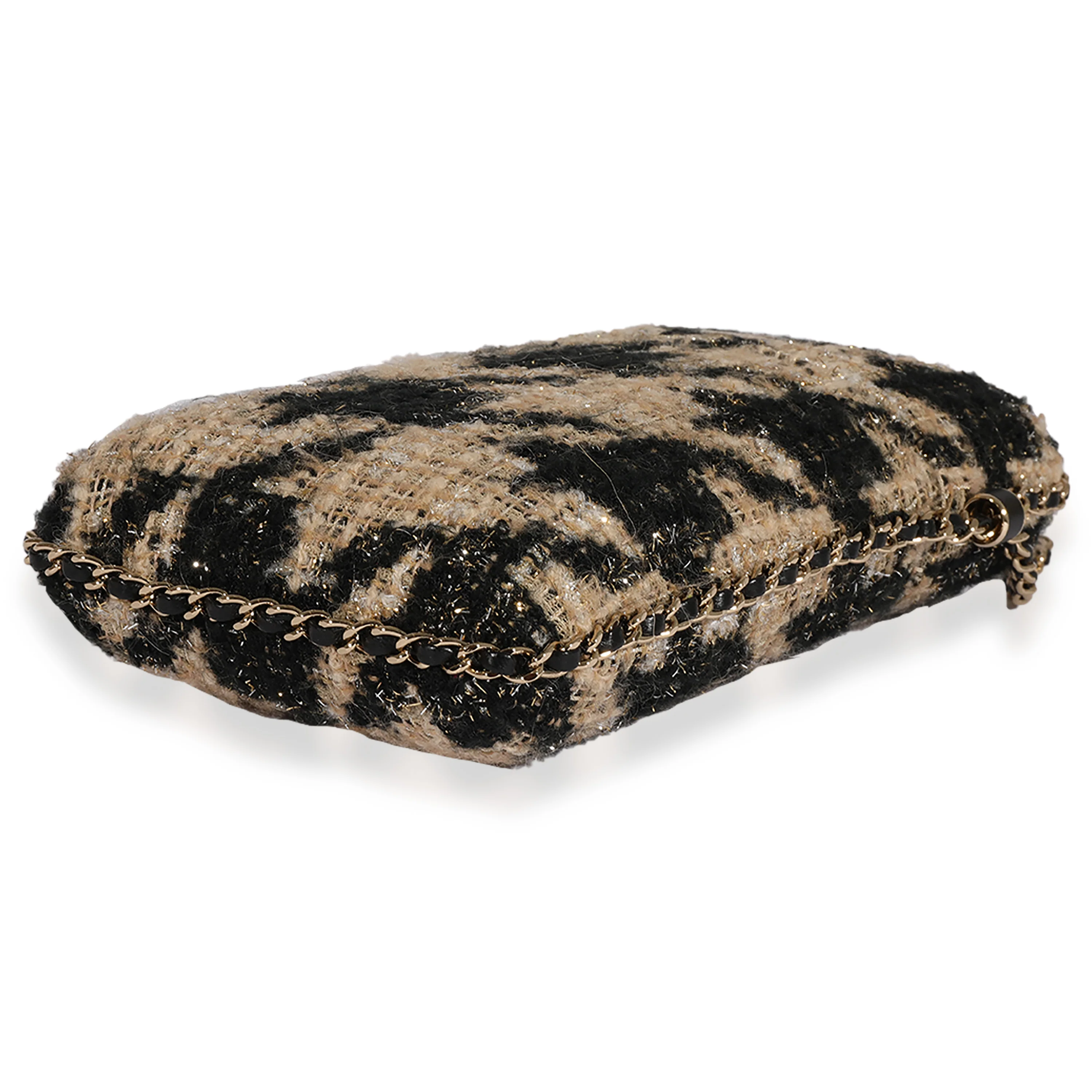 Chanel Metallic Houndstooth Print Tweed Phone Holder Crossbody - Image 7
