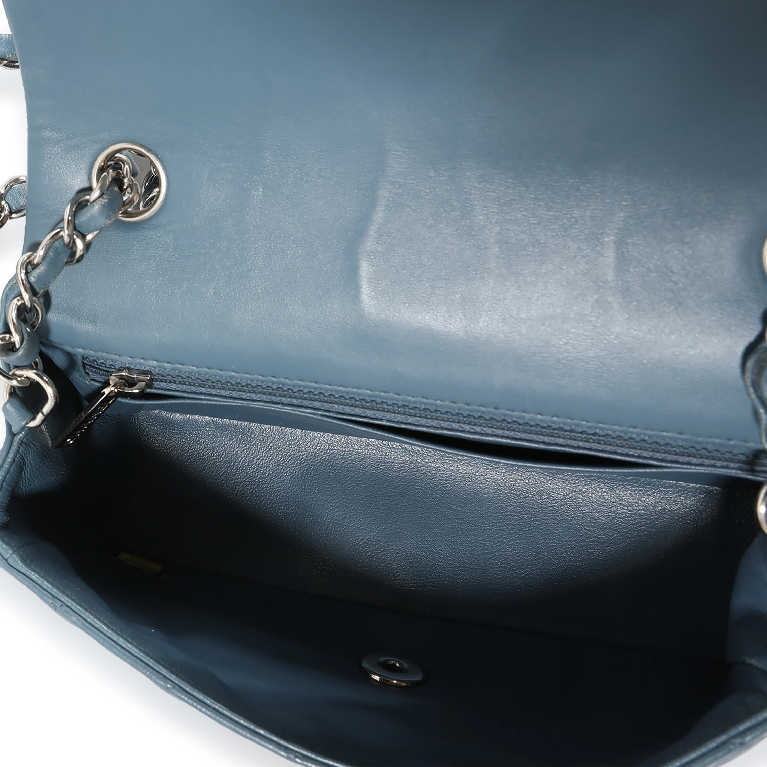 Chanel Blue Quilted Lambskin Mini Rectangular Classic Flap Bag - Image 4