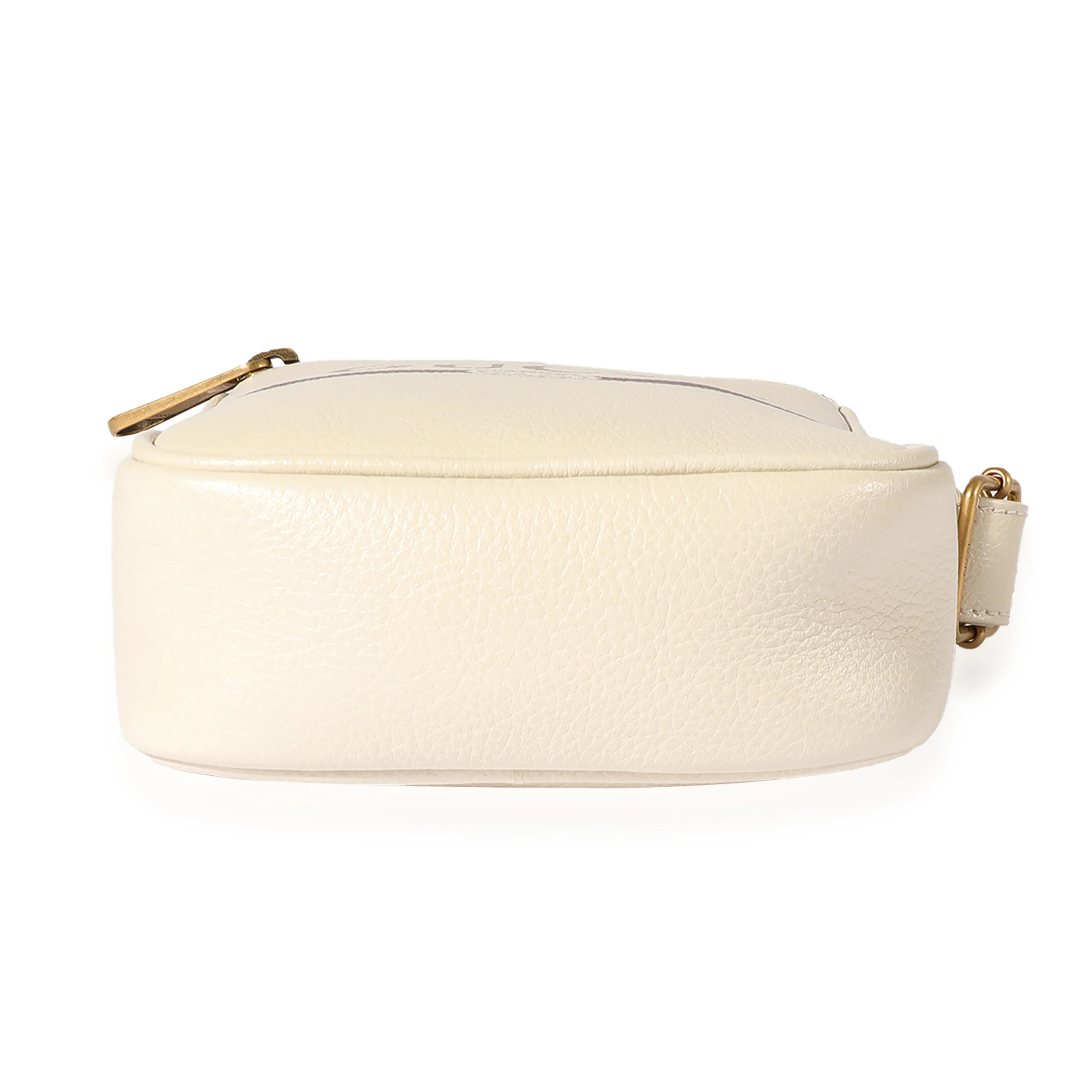 White Grained Leather Logo Print Camera Crossbody Bag - Image 5