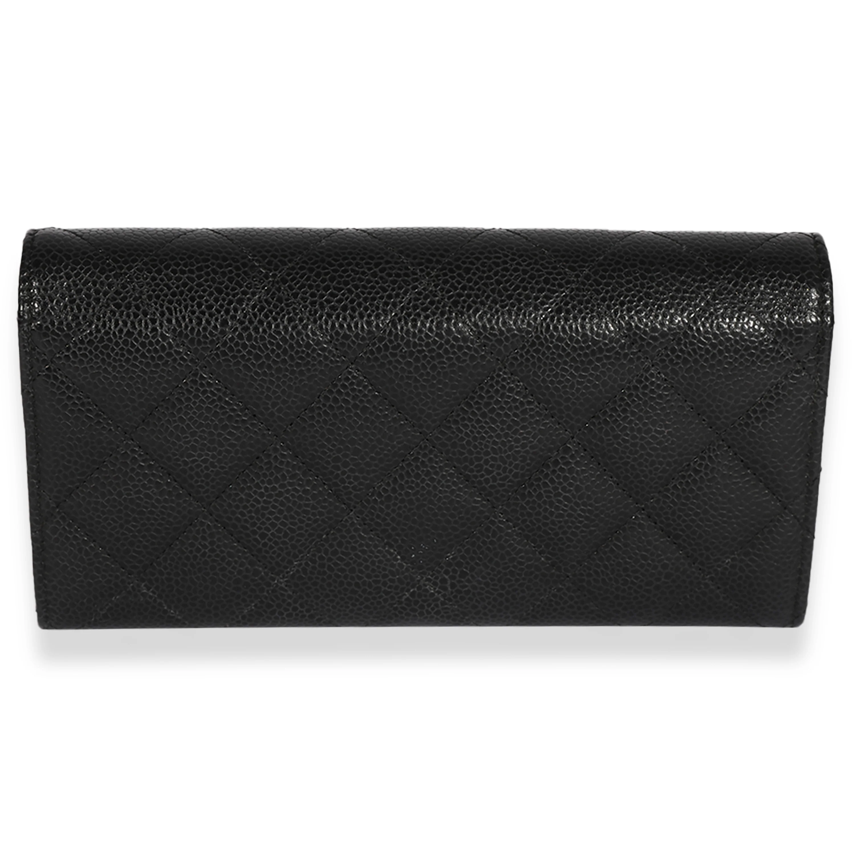Chanel Black Quilted Caviar Long Flap Wallet - Image 3