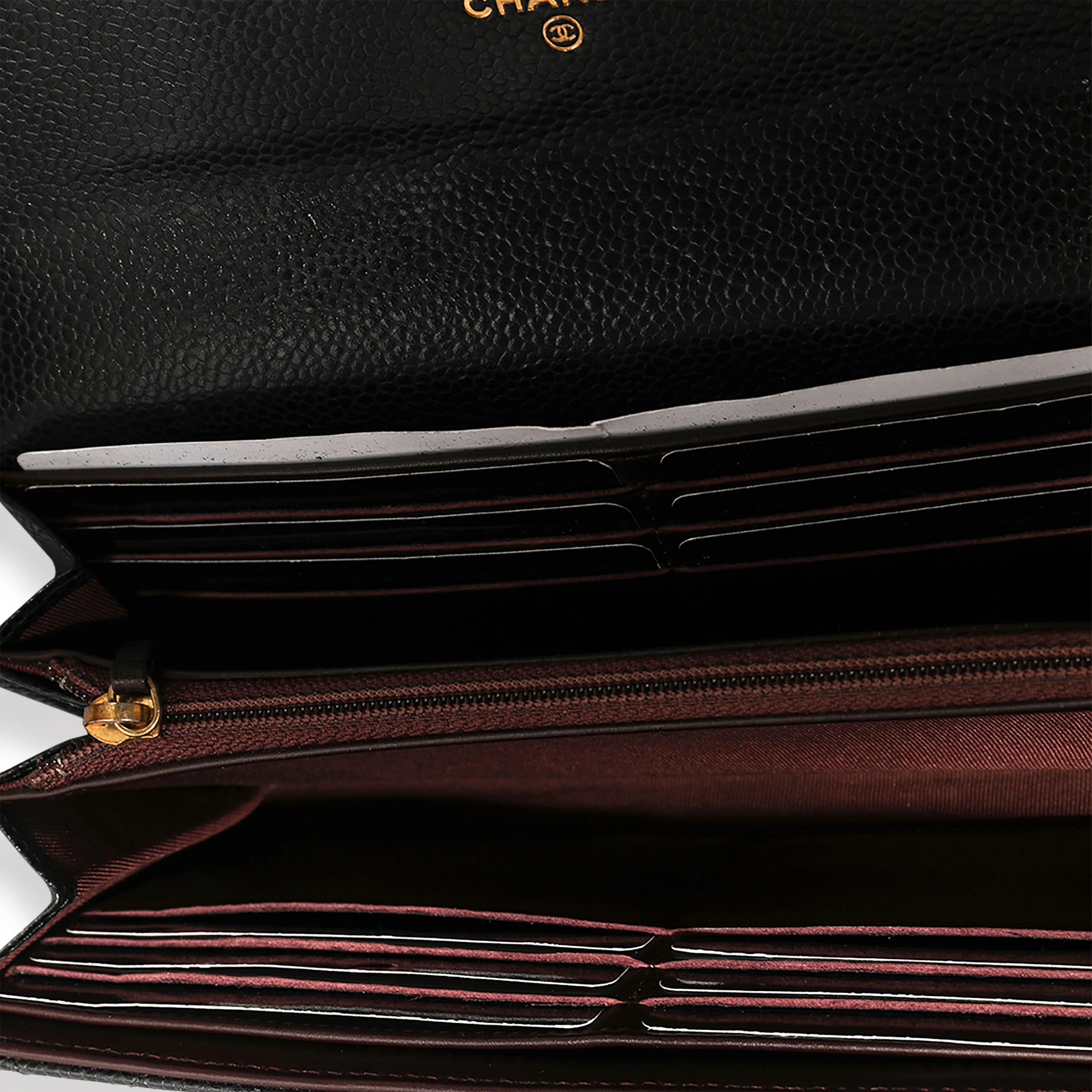 Chanel Black Quilted Caviar Long Flap Wallet - Image 4