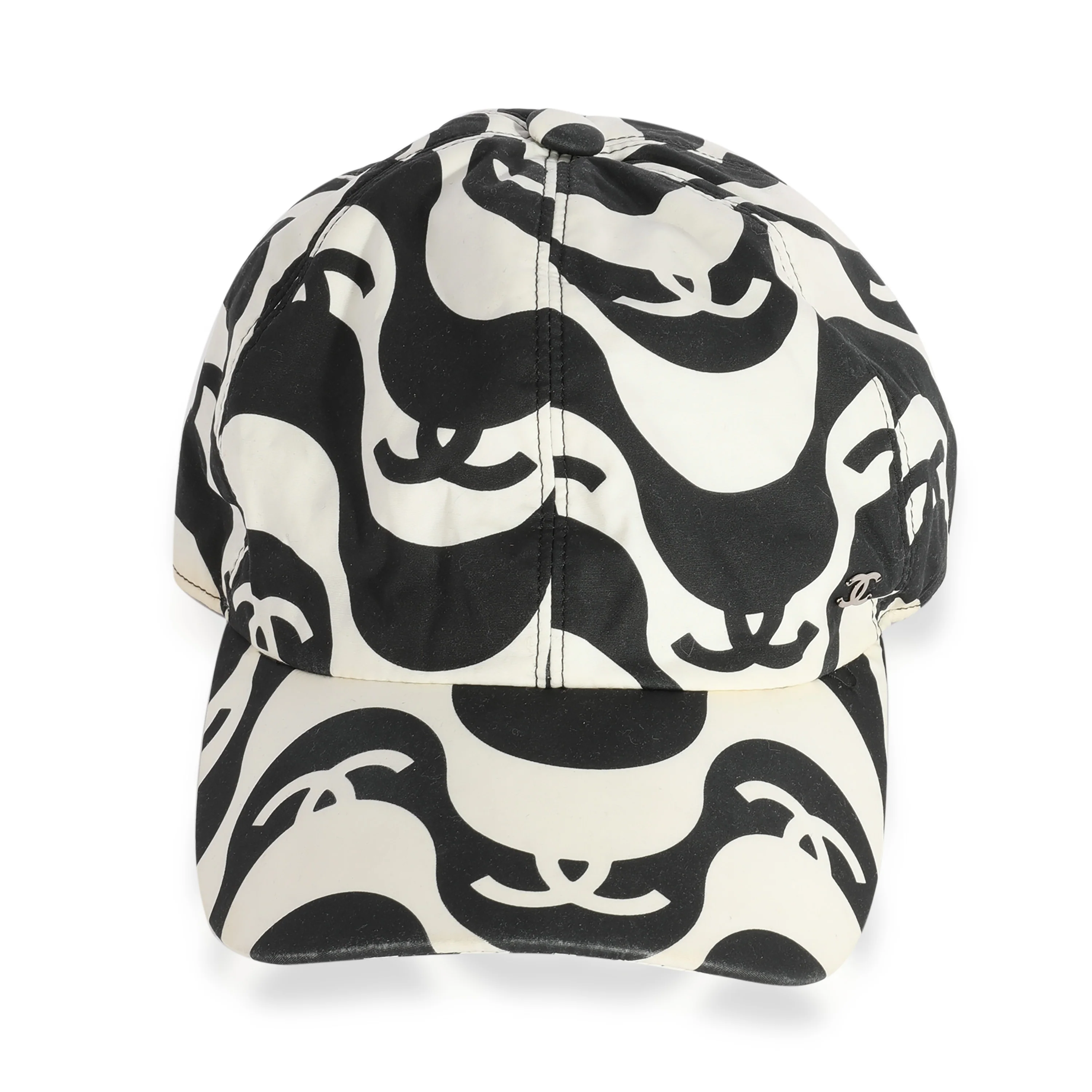 Chanel Black & White Nylon Graffiti Waves Baseball Cap