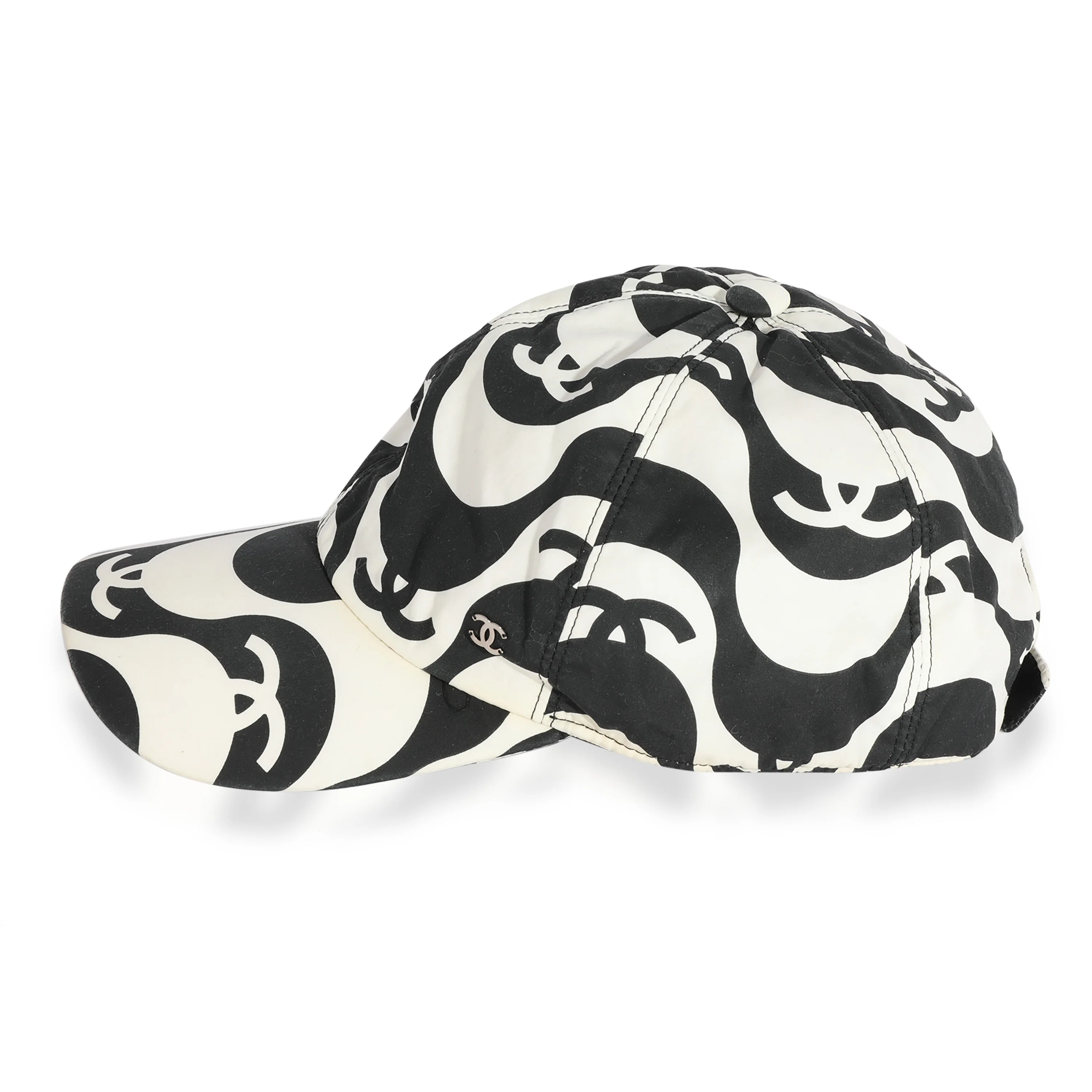 Chanel Black & White Nylon Graffiti Waves Baseball Cap - Image 2
