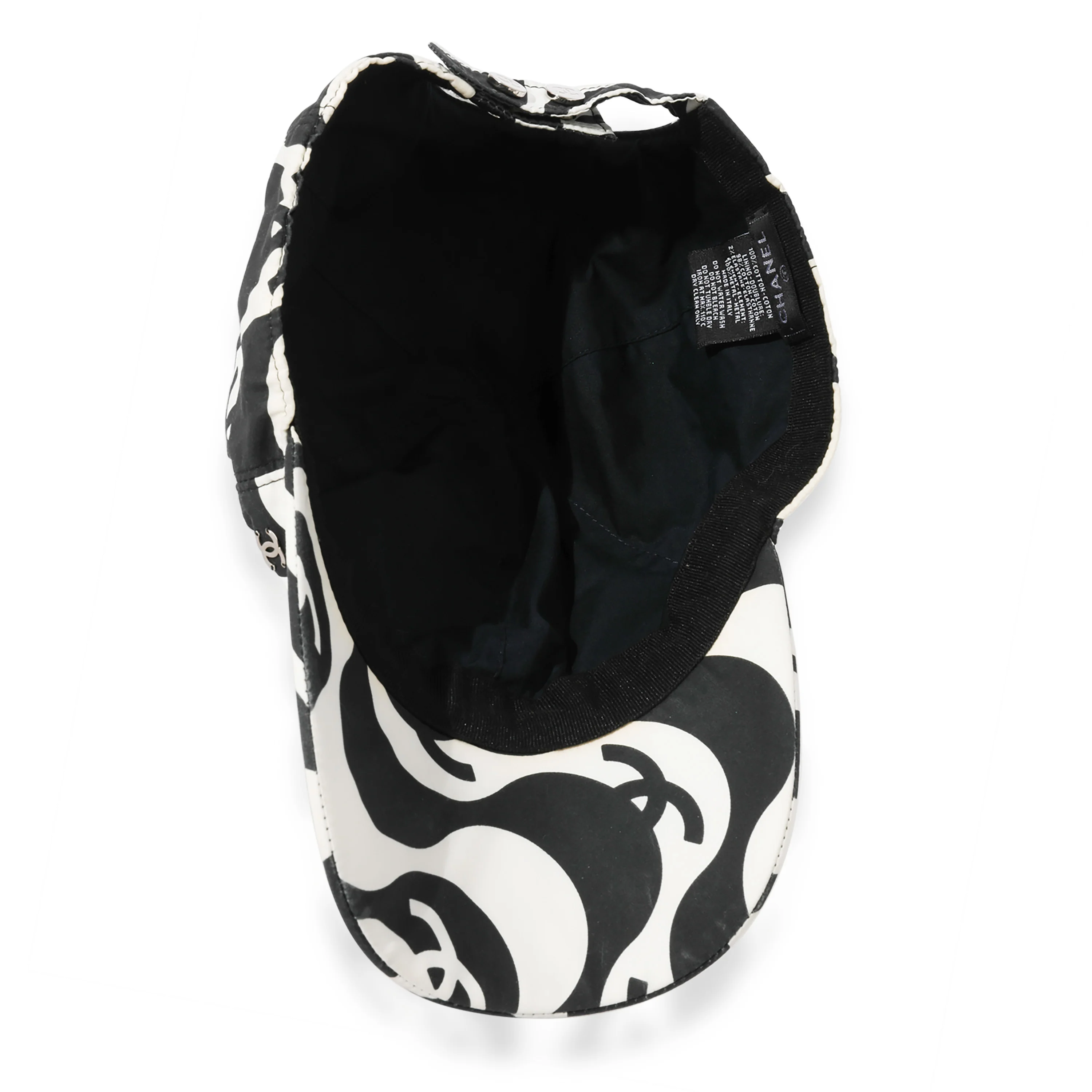 Chanel Black & White Nylon Graffiti Waves Baseball Cap - Image 3
