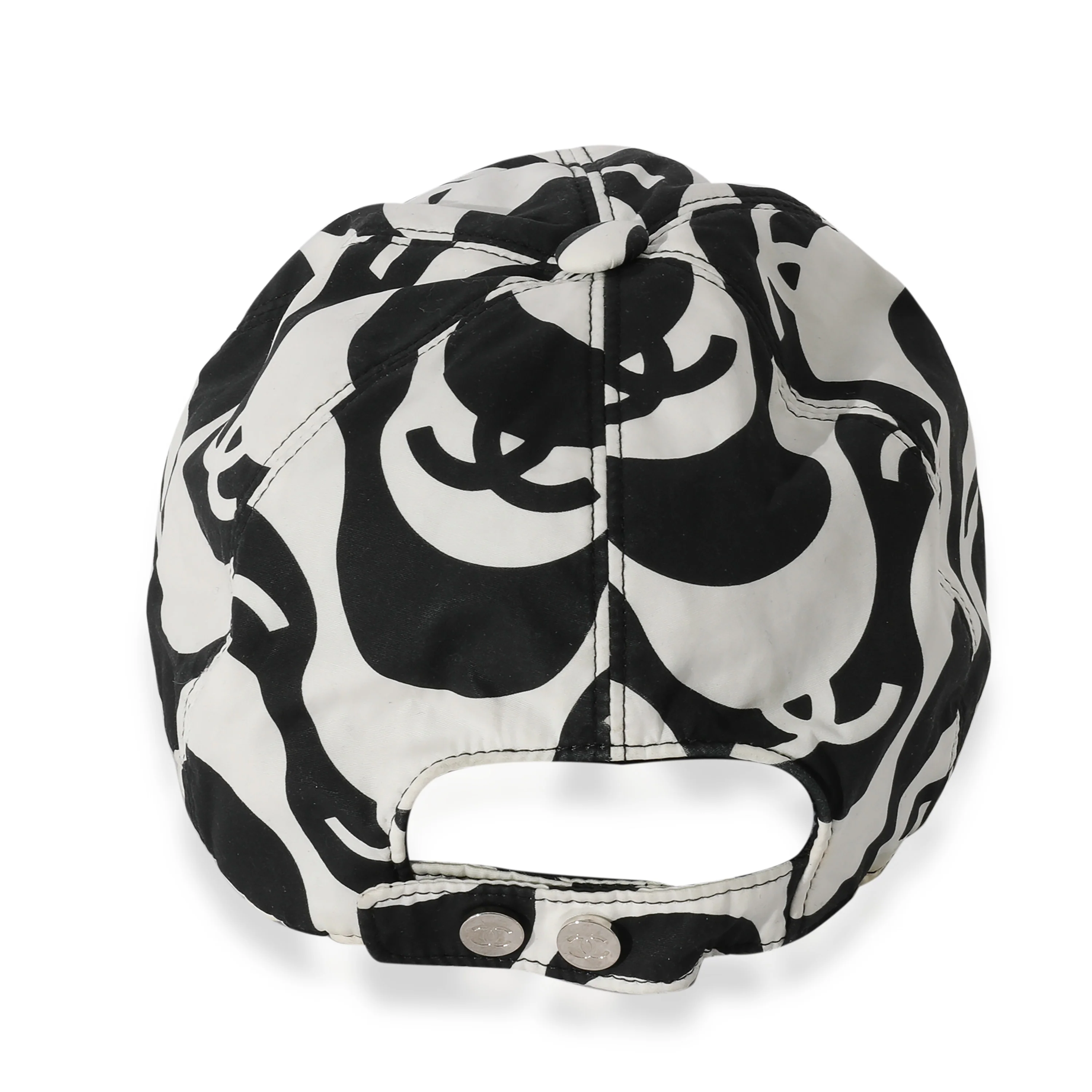 Chanel Black & White Nylon Graffiti Waves Baseball Cap - Image 4