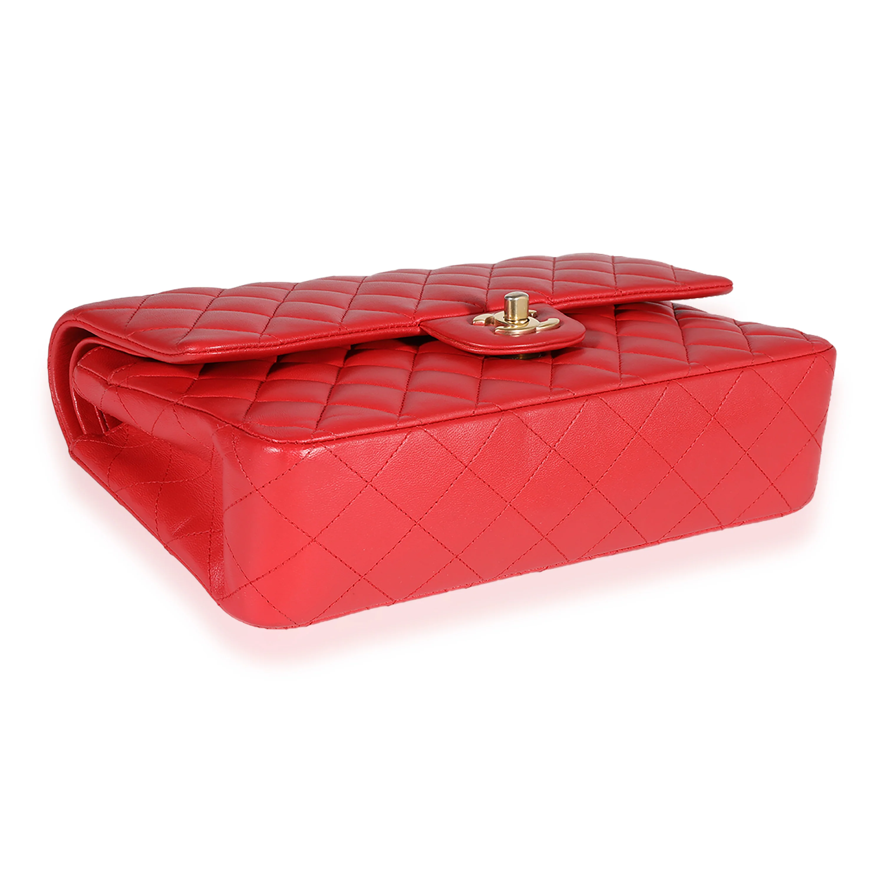 Chanel Red Quilted Lambskin Medium Classic Double Flap Bag - Image 4