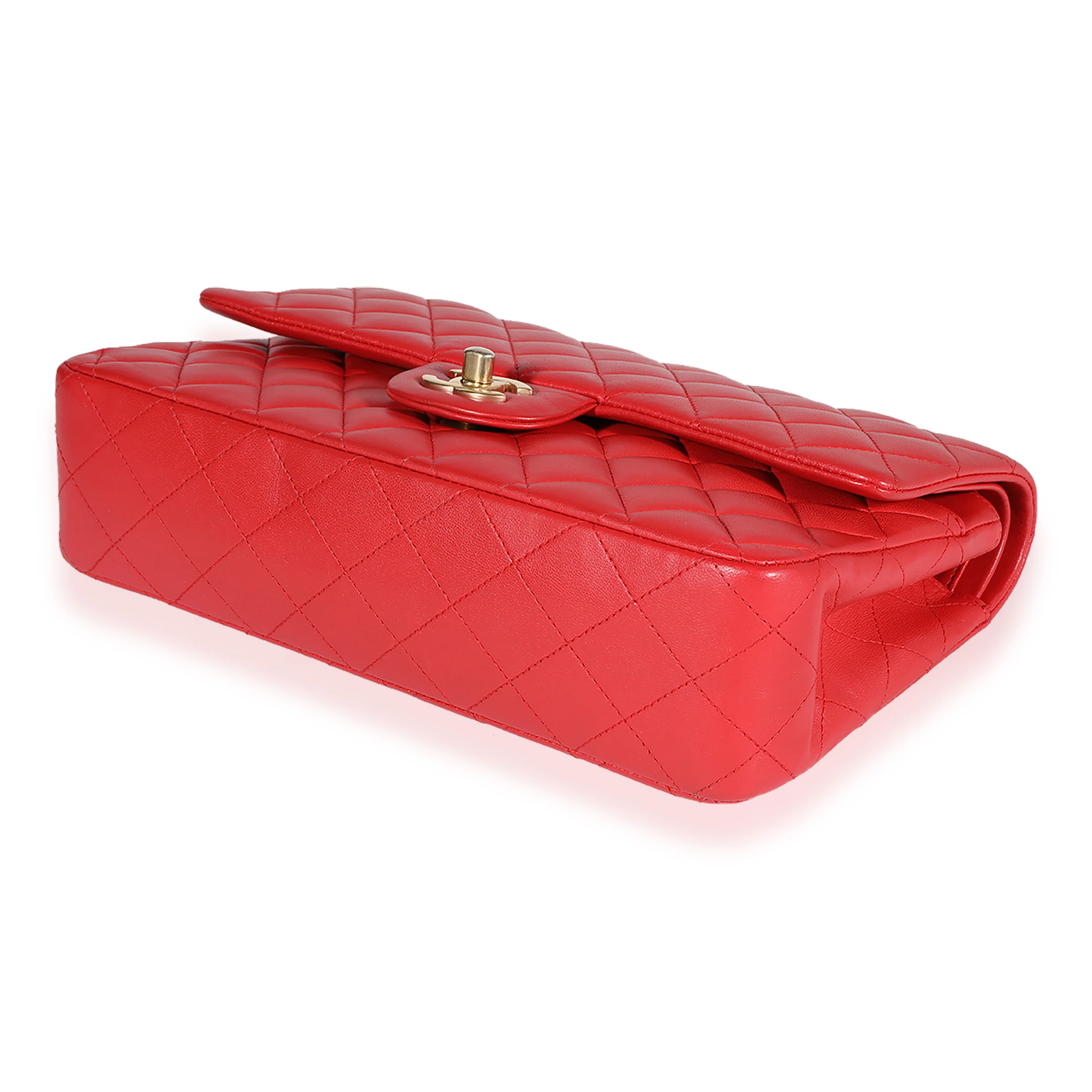 Chanel Red Quilted Lambskin Medium Classic Double Flap Bag - Image 5