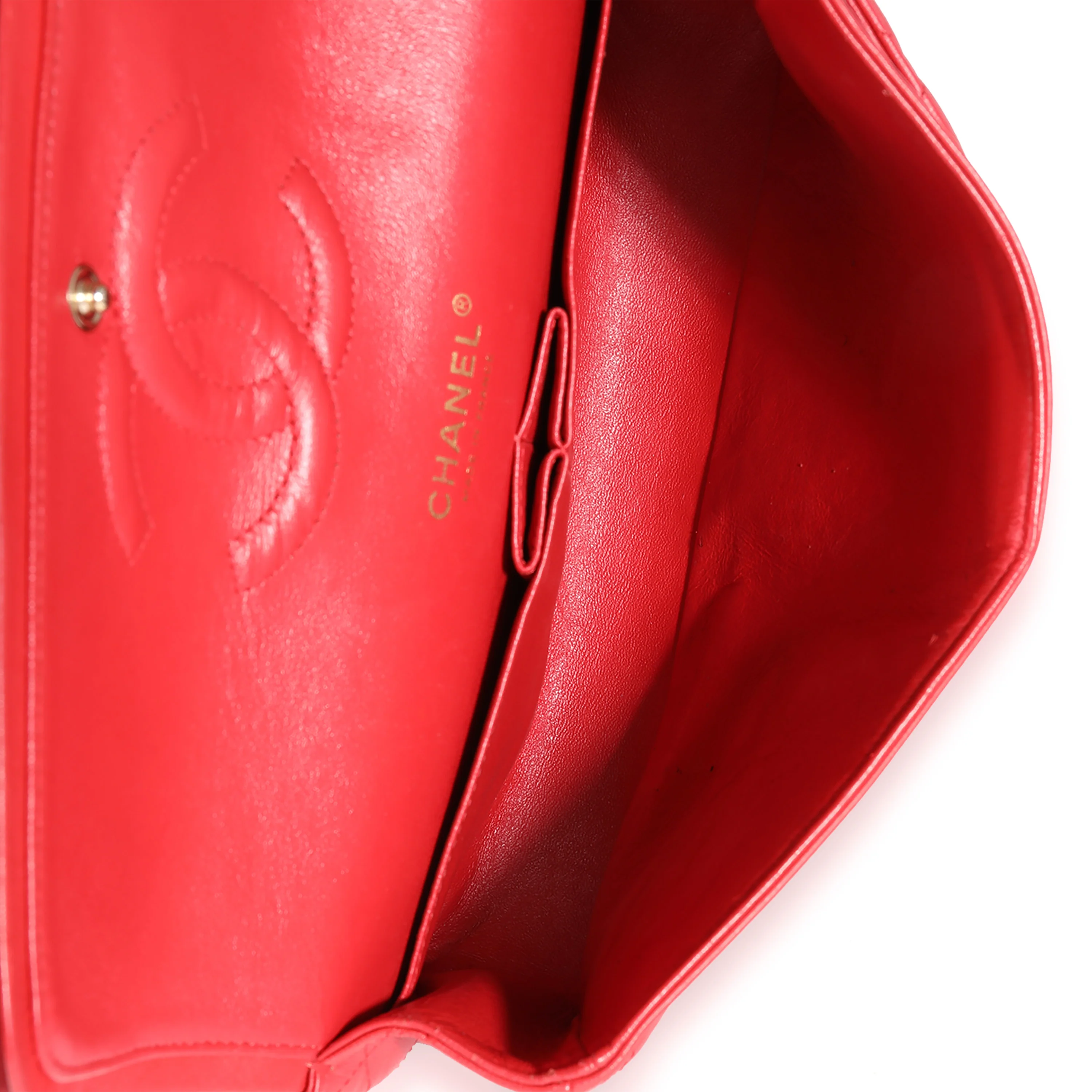 Chanel Red Quilted Lambskin Medium Classic Double Flap Bag - Image 6