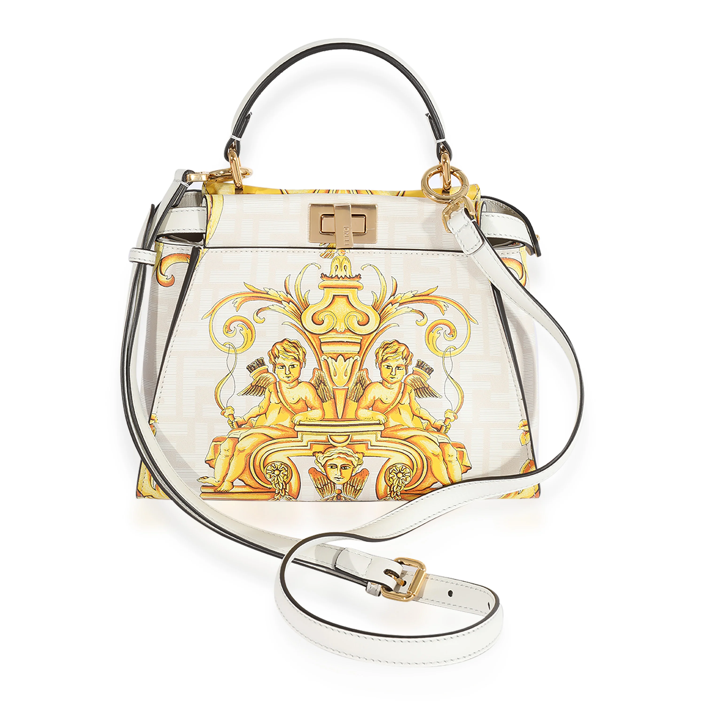 x Versace Fendace Gold Baroque & White FF Motif Mini Peekaboo - Image 3