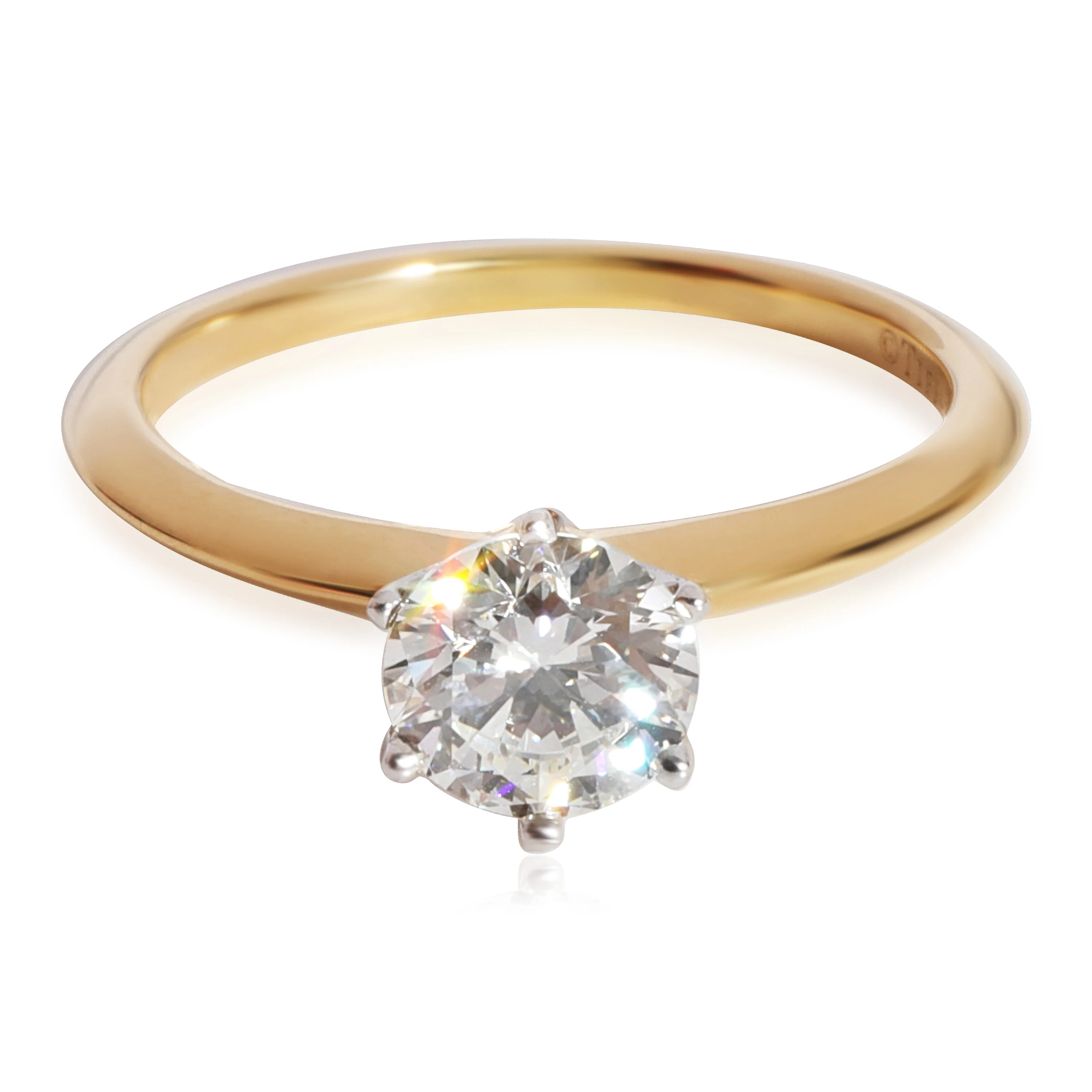 Tiffany & Co. The Tiffany Solitaire Ring in 18K Yellow Gold/Plat 1.05 CTW