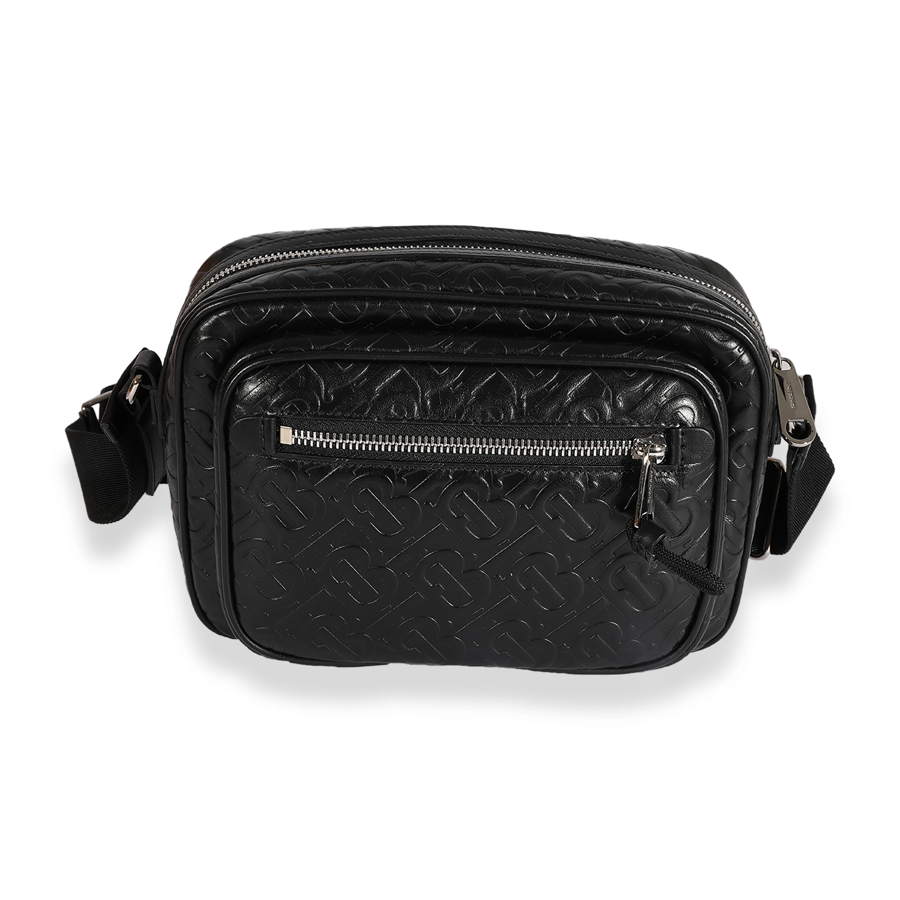 Burberry Black TB Embossed Leather Paddy Crossbody Bag