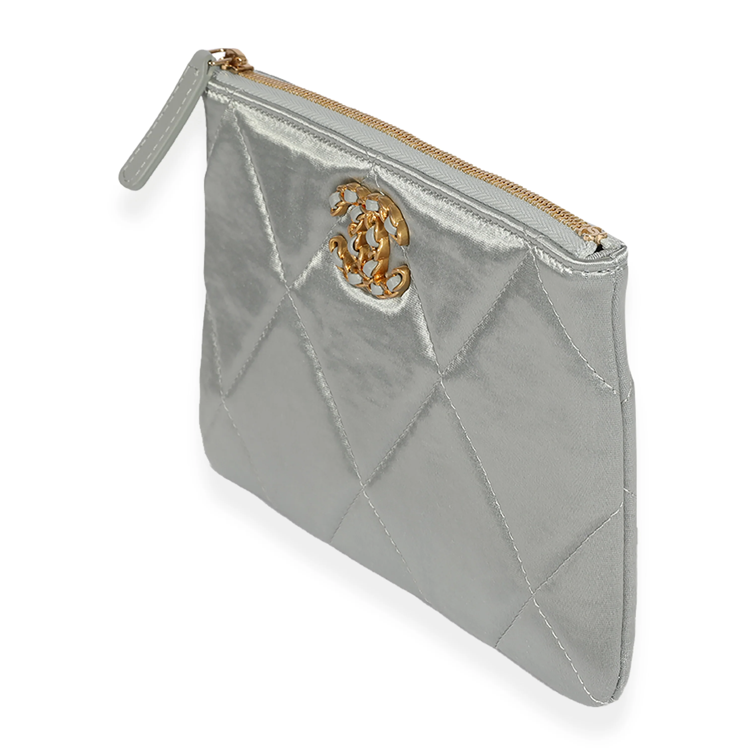 Gray Quilted Satin Chanel 19 O-Case - Image 2