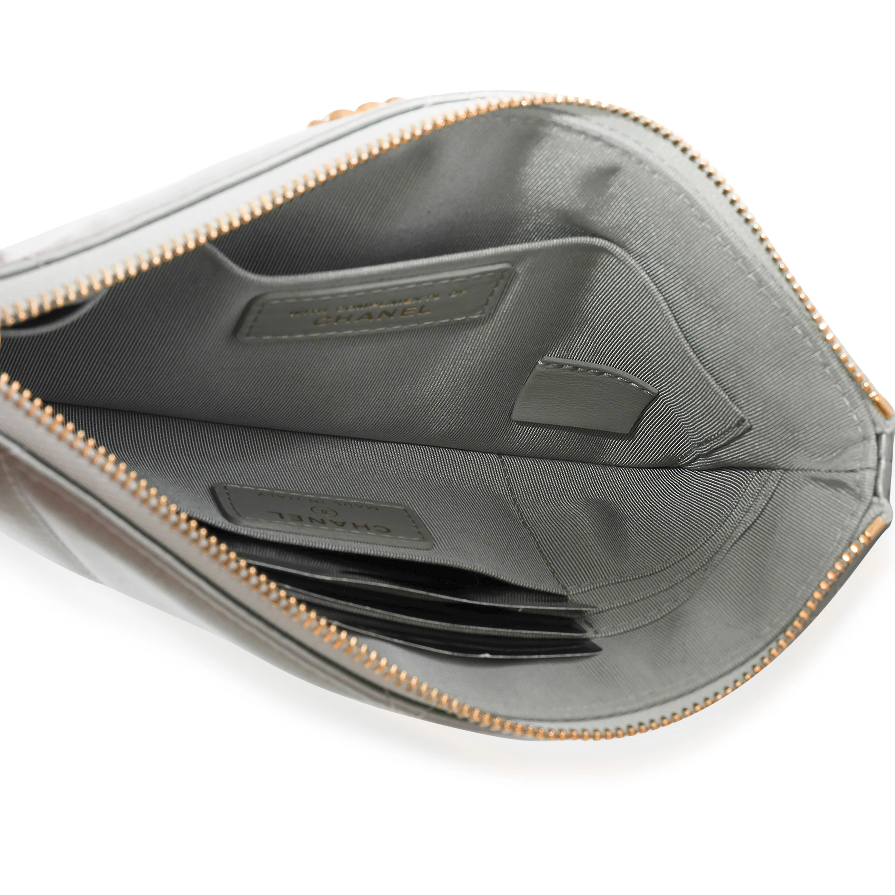 Gray Quilted Satin Chanel 19 O-Case - Image 4