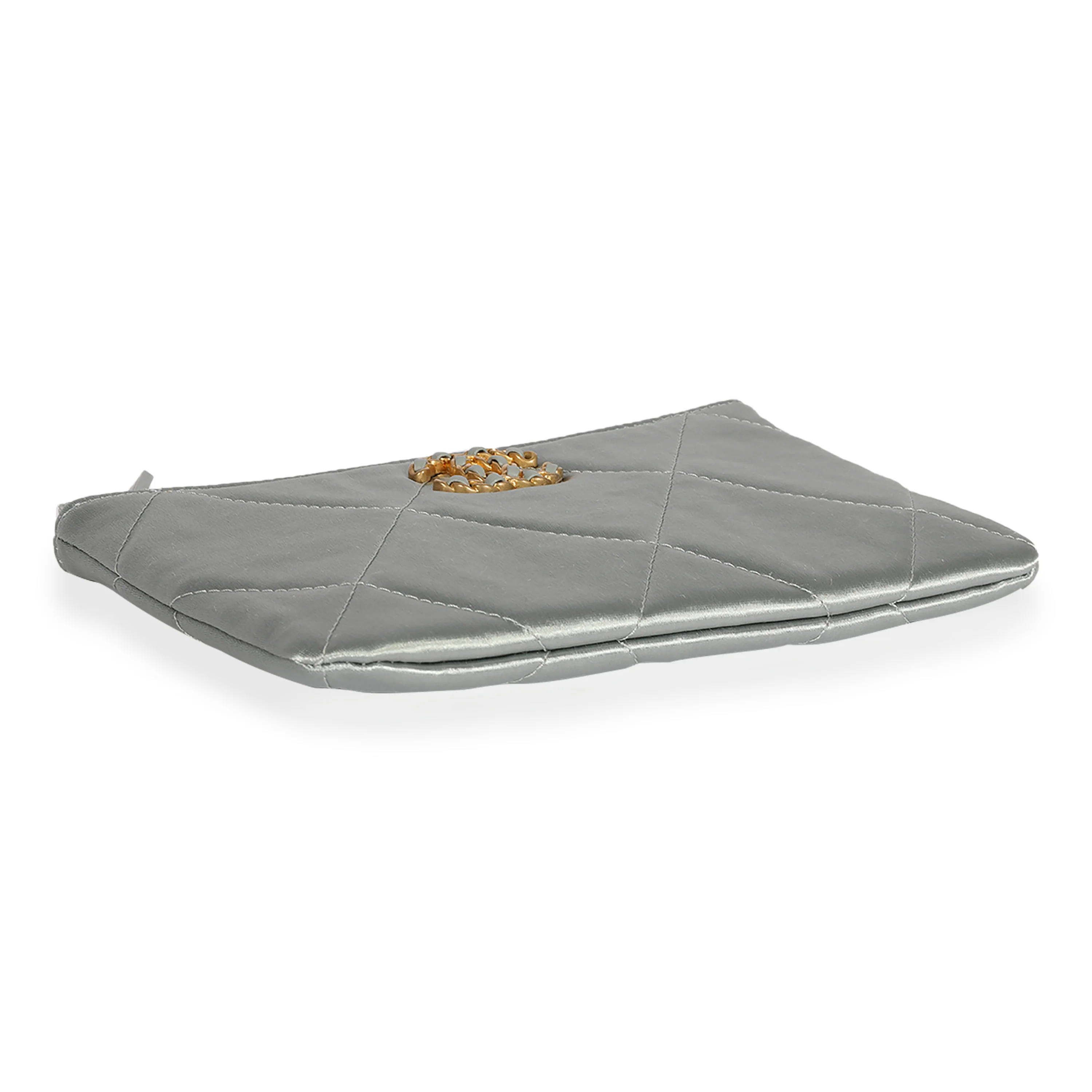 Gray Quilted Satin Chanel 19 O-Case - Image 6