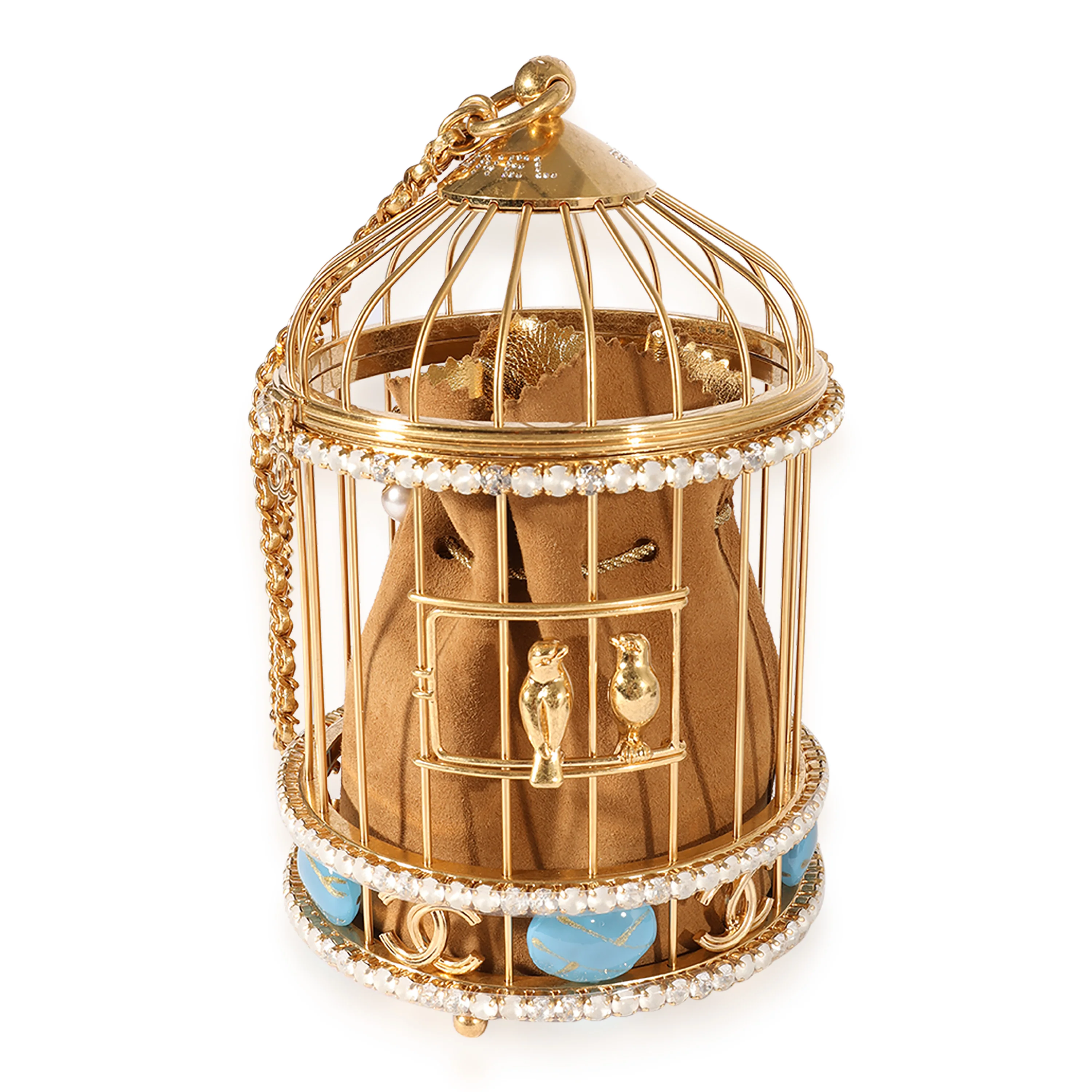 Chanel Runway Gold-Tone Metal & Crystal Bird Cage Minaudière
