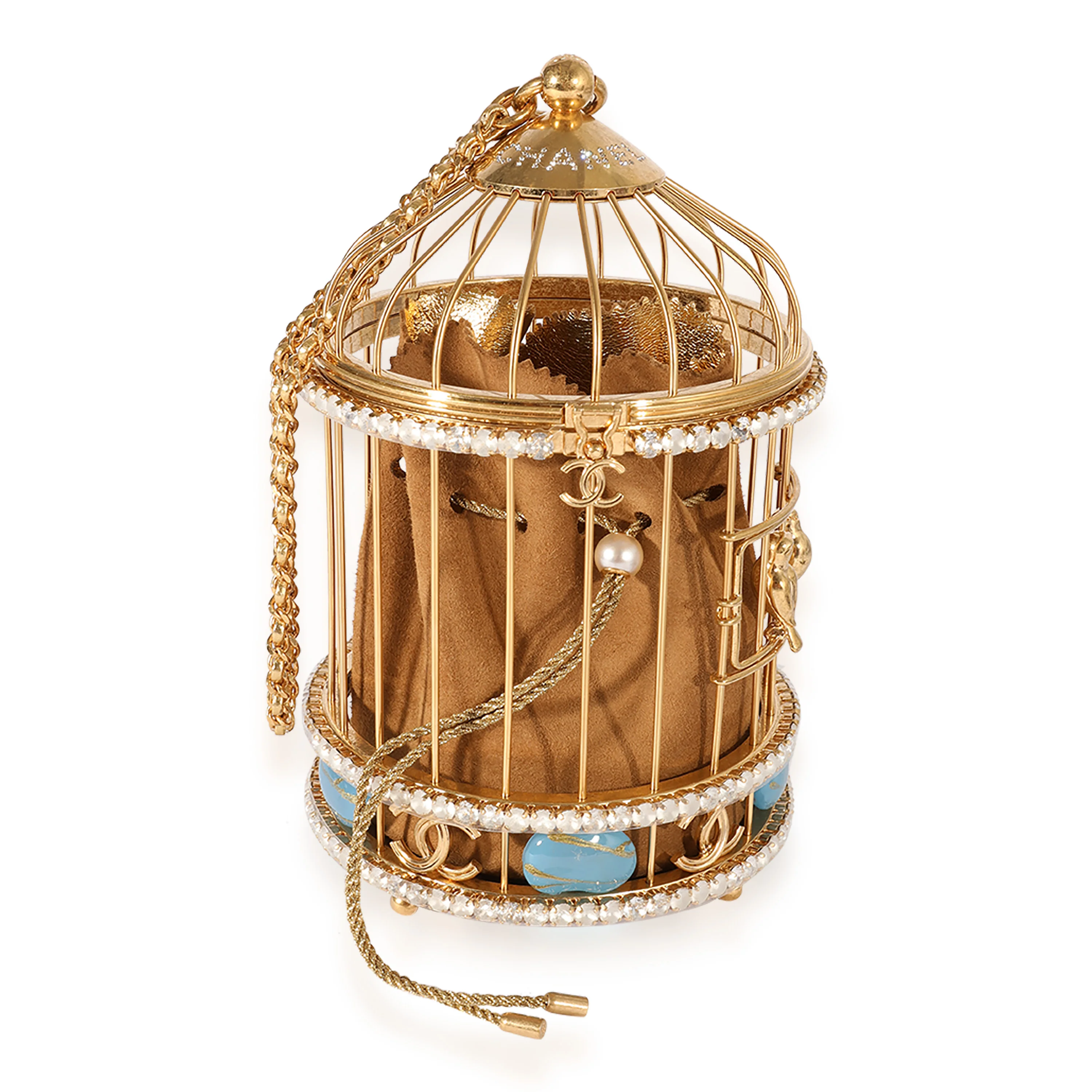 Chanel Runway Gold-Tone Metal & Crystal Bird Cage Minaudière - Image 3