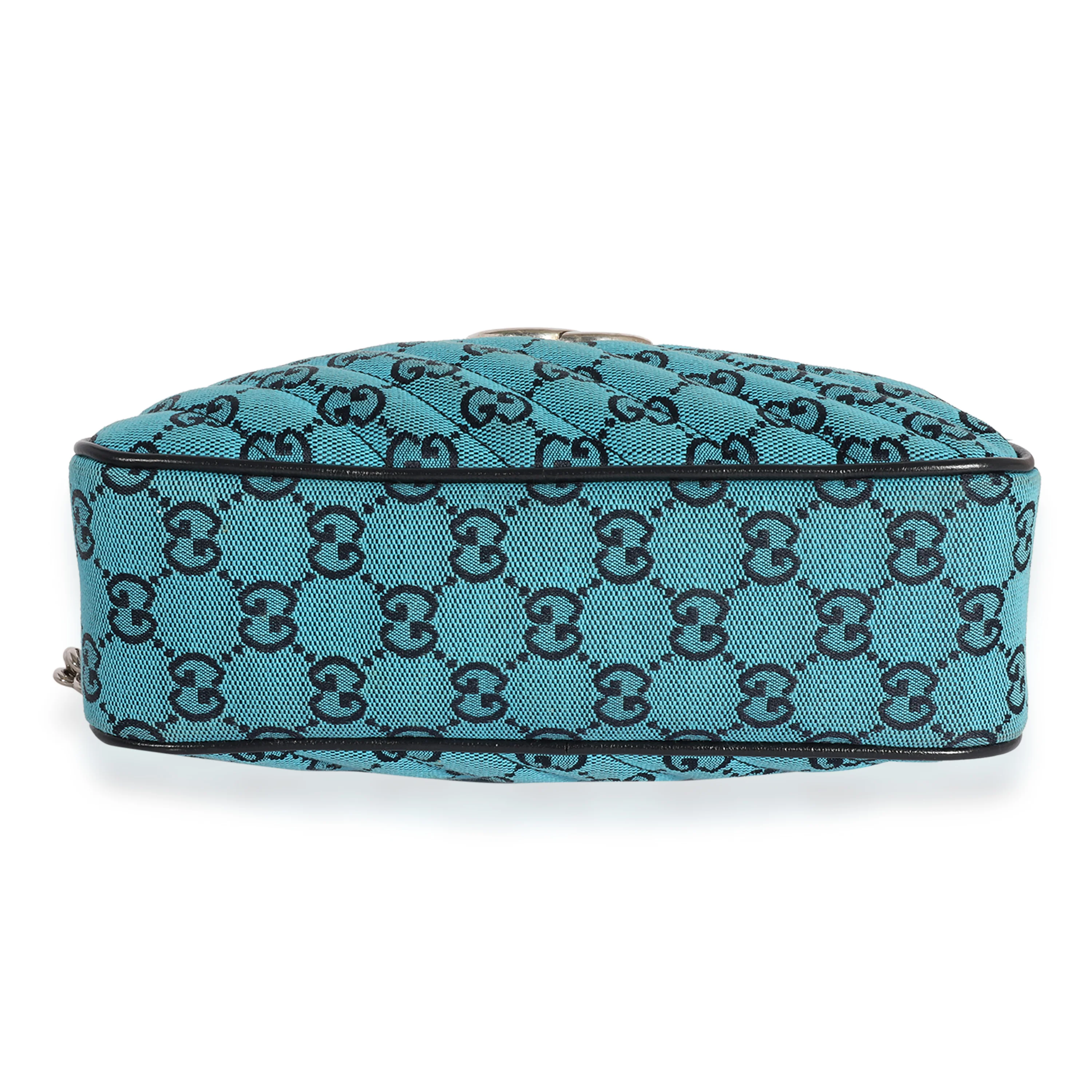 Gucci Blue GG Matelassé Denim Small Marmont Shoulder Bag - Image 3