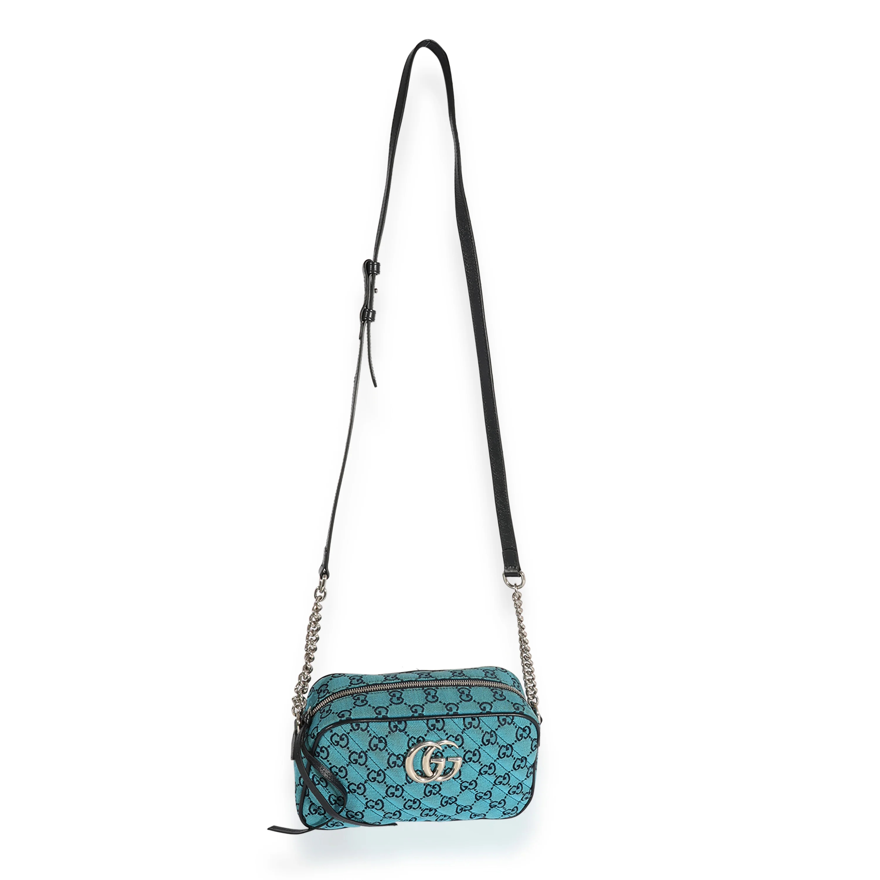 Gucci Blue GG Matelassé Denim Small Marmont Shoulder Bag - Image 6