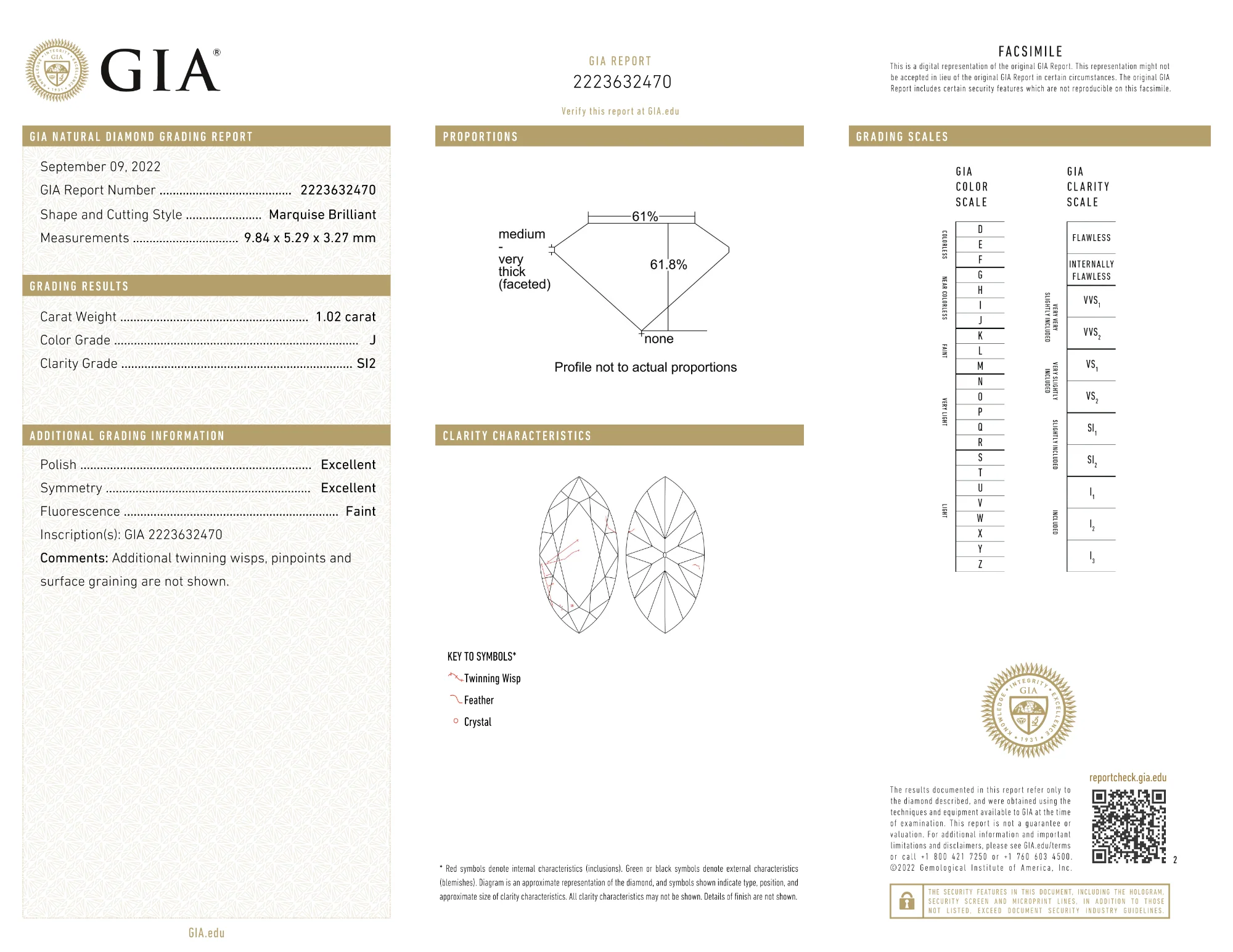GIA Certified 1.02 Ct Marquise cut J SI2 Loose Diamond - Image 2
