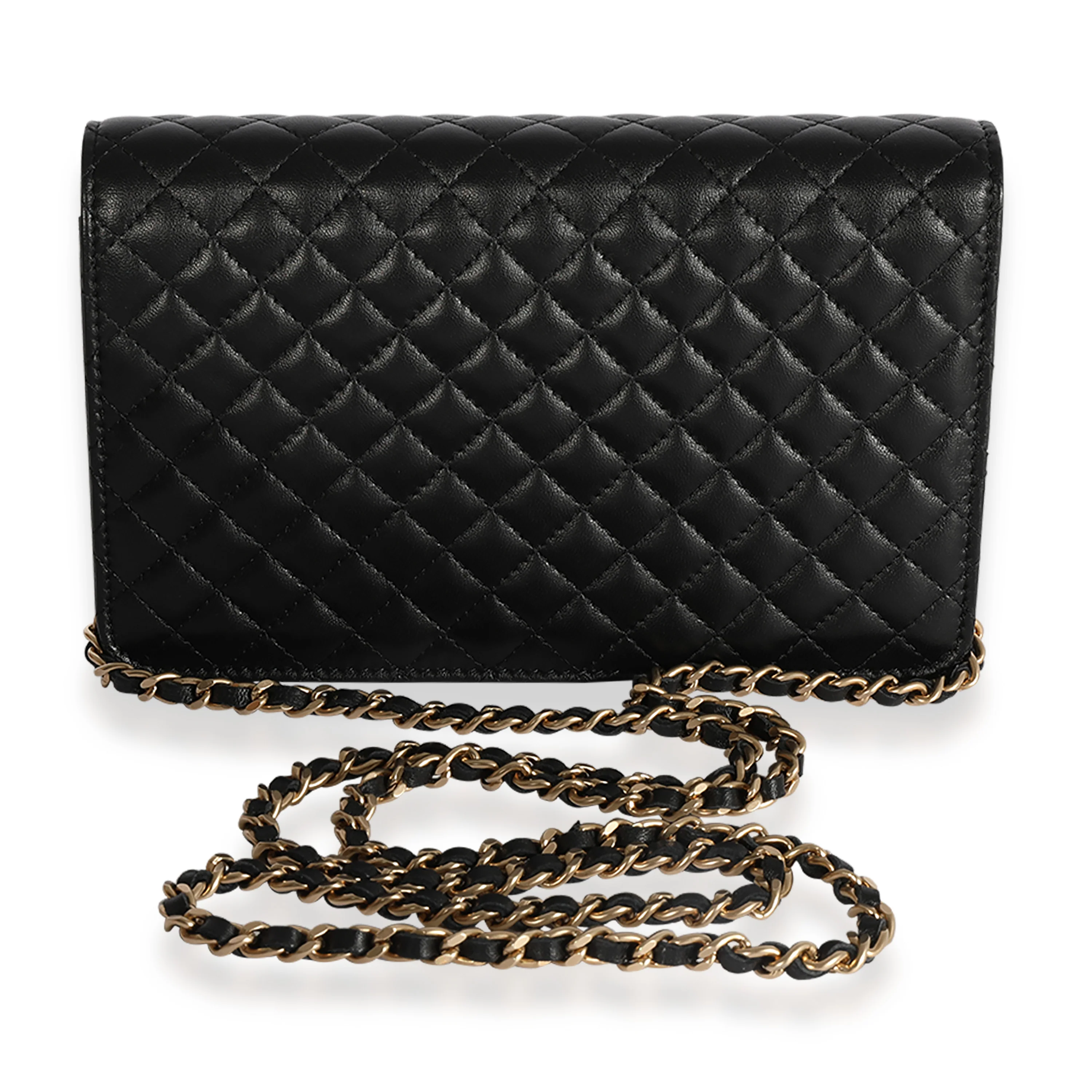 Chanel Black Quilted Lambskin Chanel Crest Wallet On Chain - Image 3
