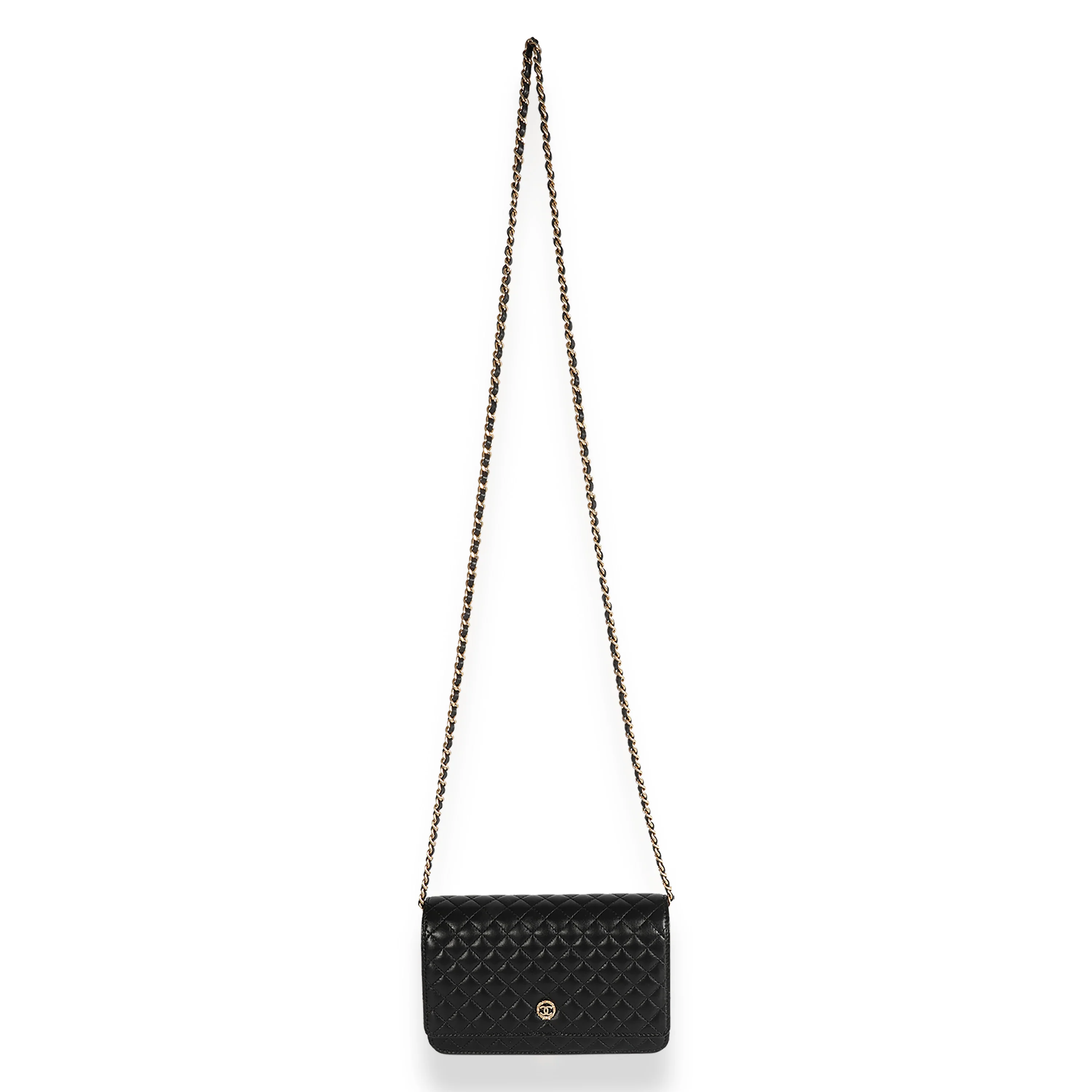Chanel Black Quilted Lambskin Chanel Crest Wallet On Chain - Image 4