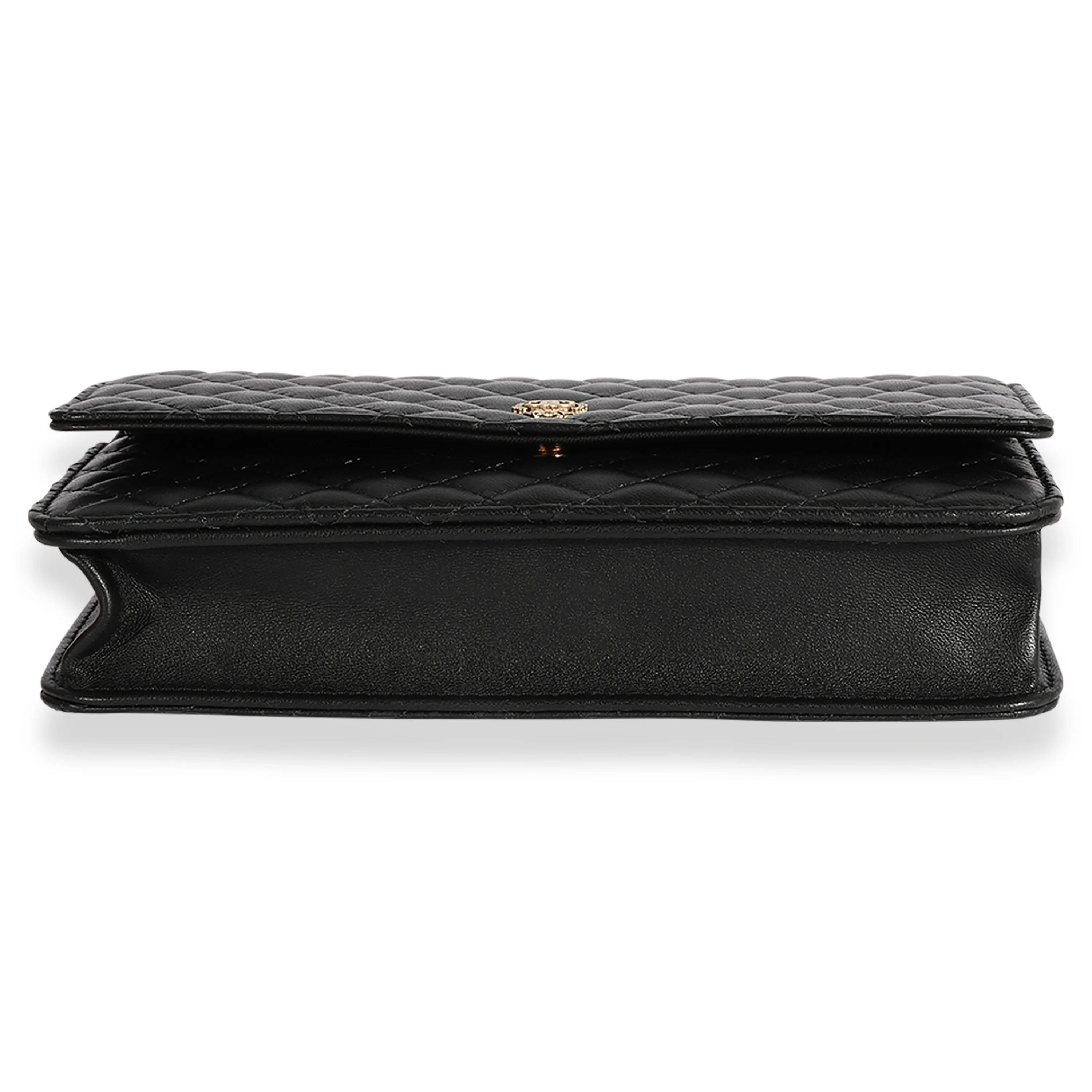 Chanel Black Quilted Lambskin Chanel Crest Wallet On Chain - Image 5