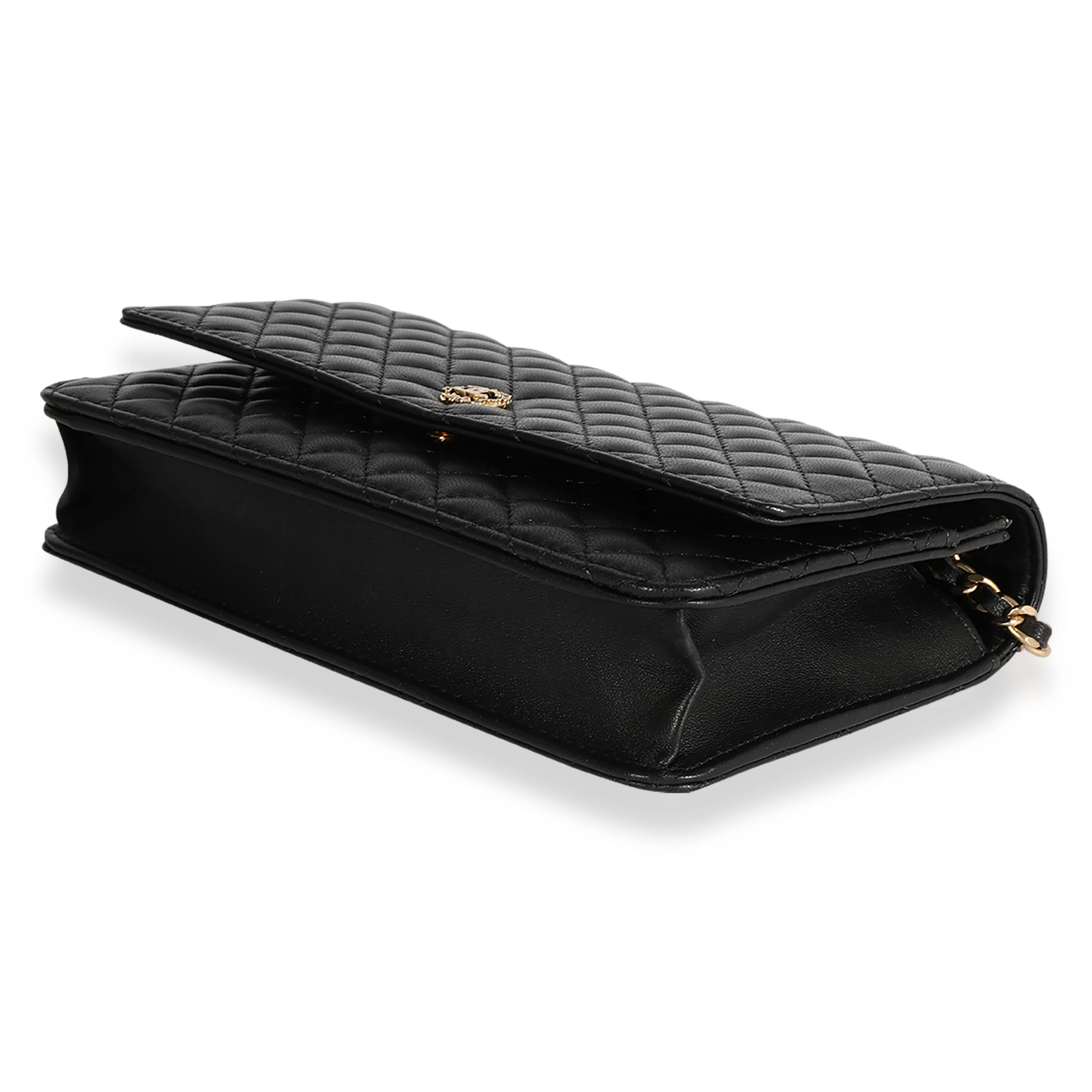 Chanel Black Quilted Lambskin Chanel Crest Wallet On Chain - Image 6