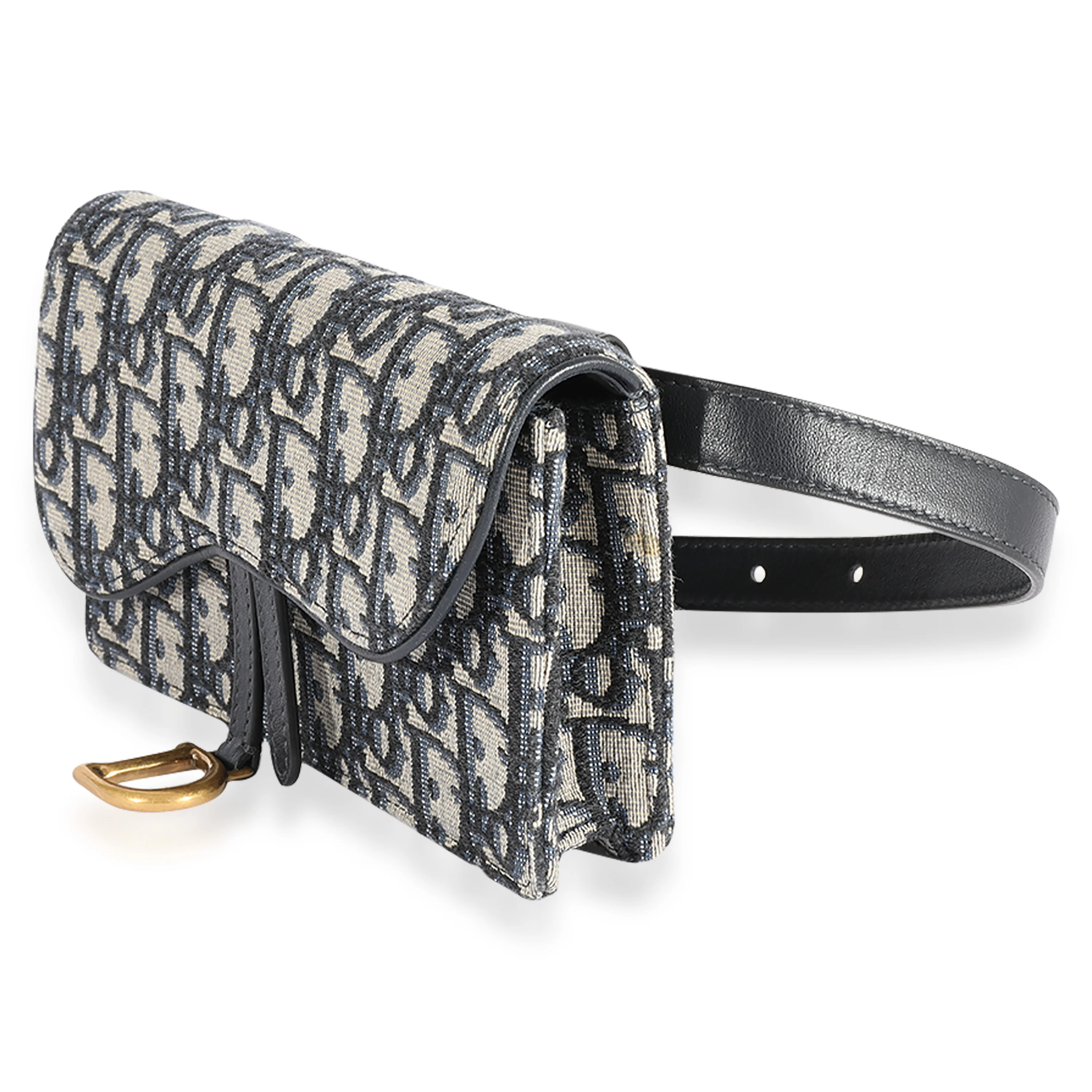 Dior Blue Oblique Embroidery Saddle Belt Pouch - Image 2