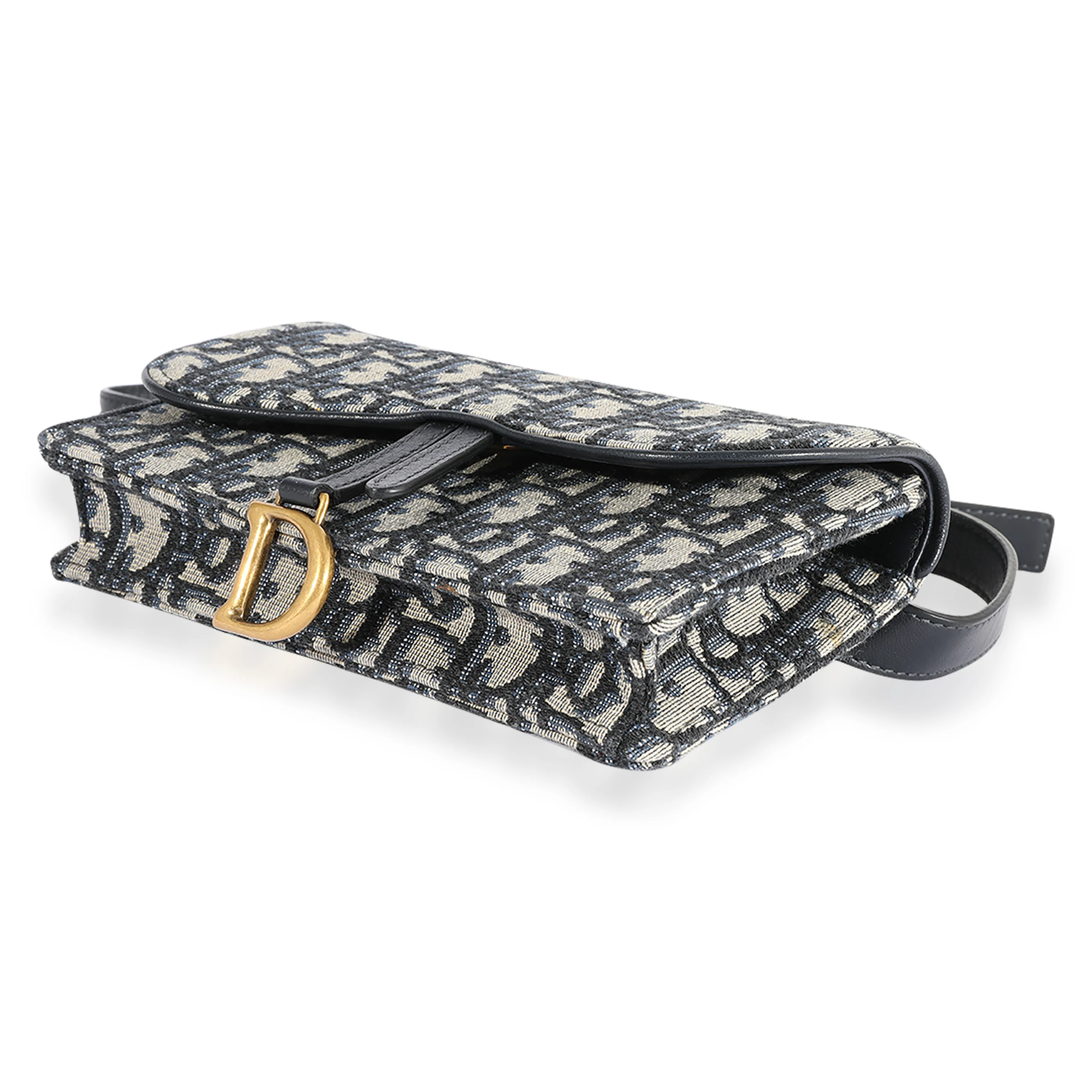 Dior Blue Oblique Embroidery Saddle Belt Pouch - Image 6