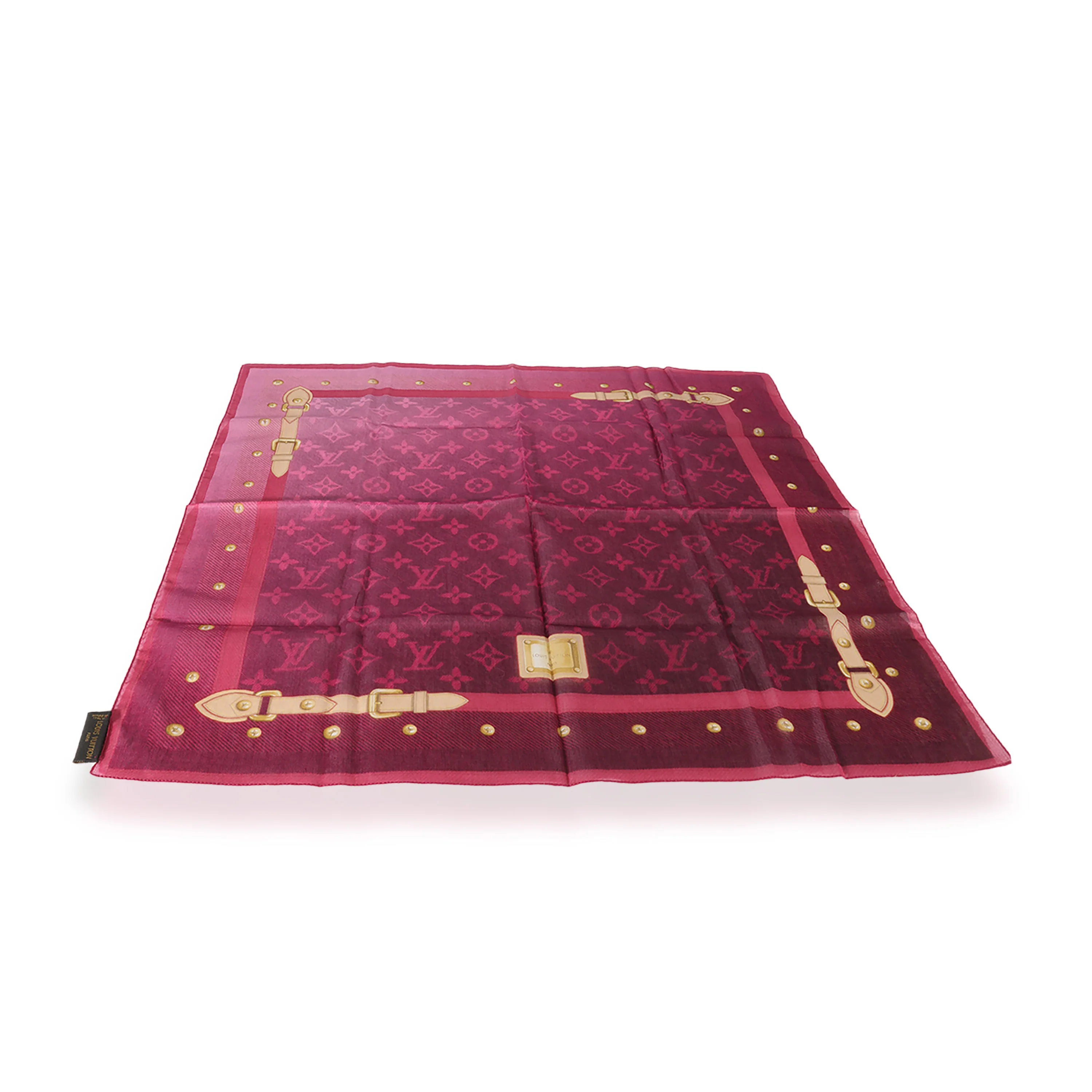 Louis Vuitton Pink Cotton Buckle LV Square Scarf - Image 2