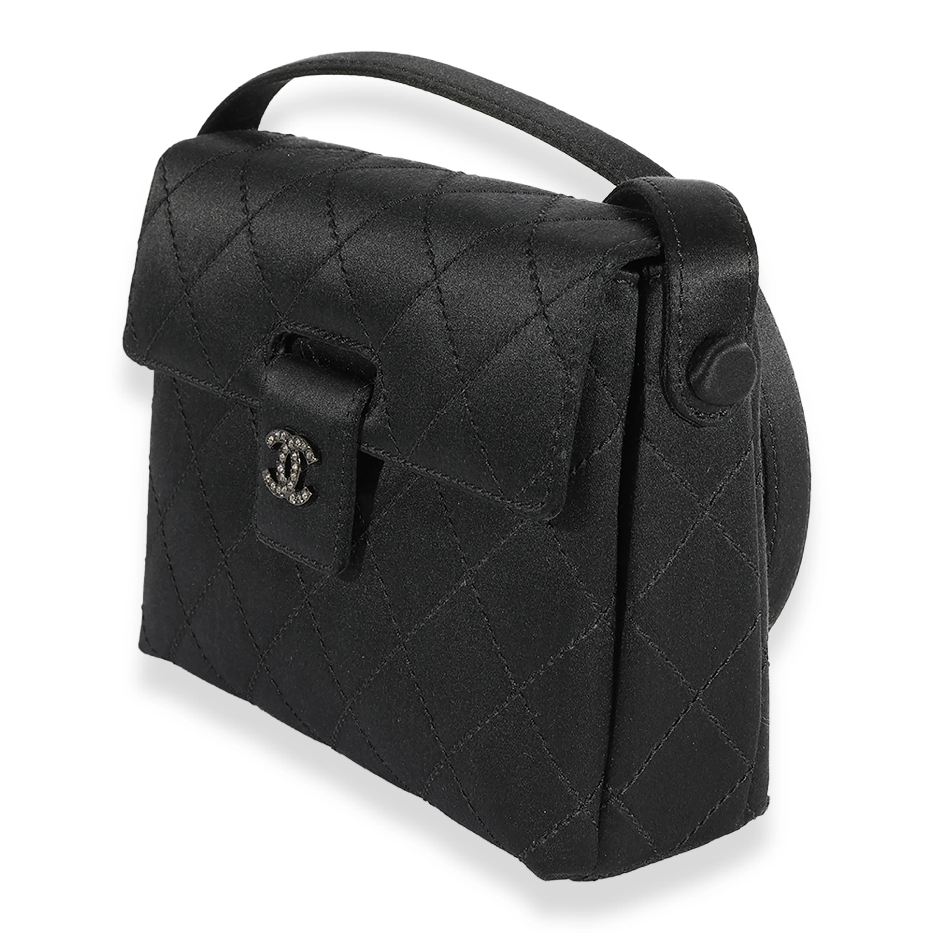 Chanel Vintage Black Quilted Satin Evening Bag - Image 2