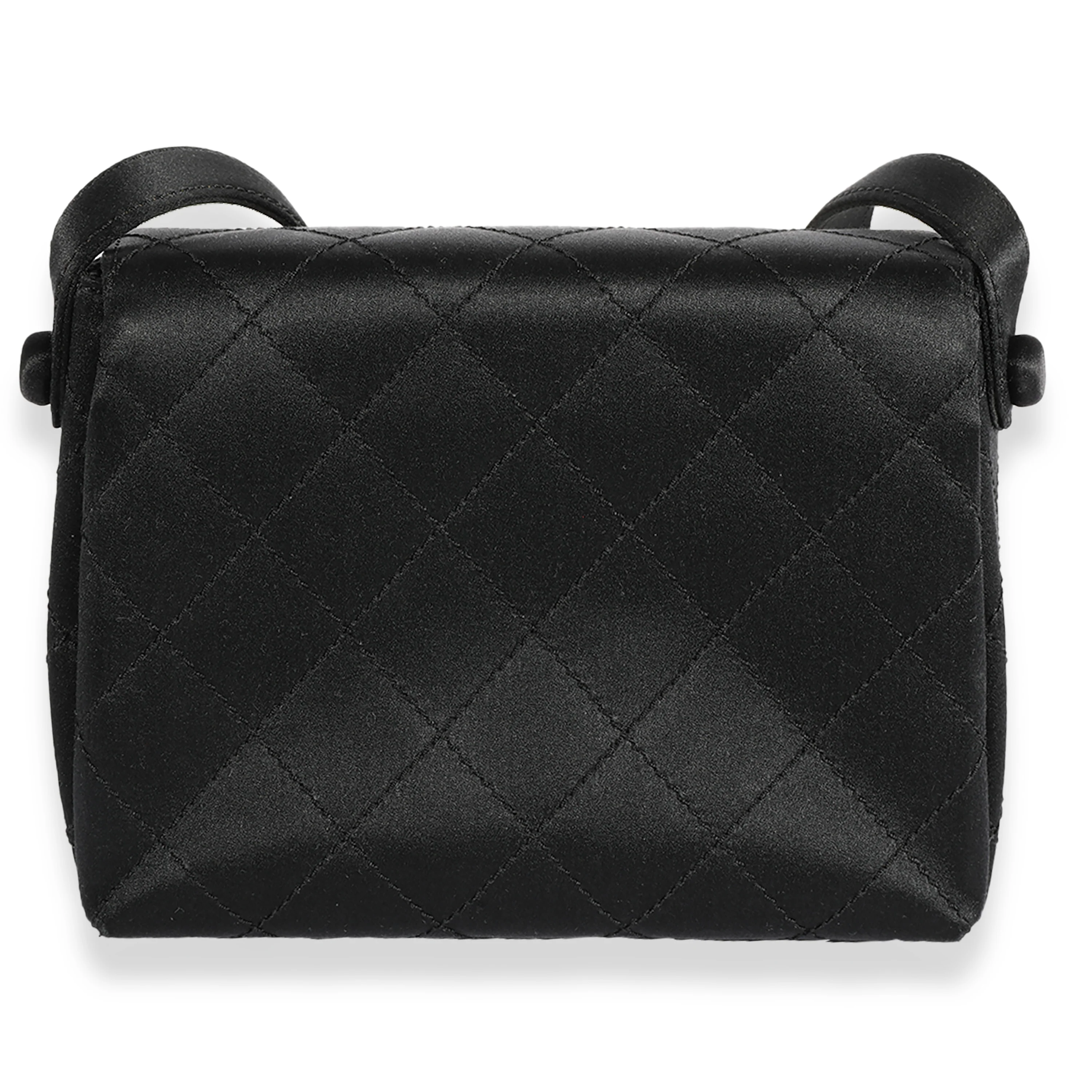 Chanel Vintage Black Quilted Satin Evening Bag - Image 3