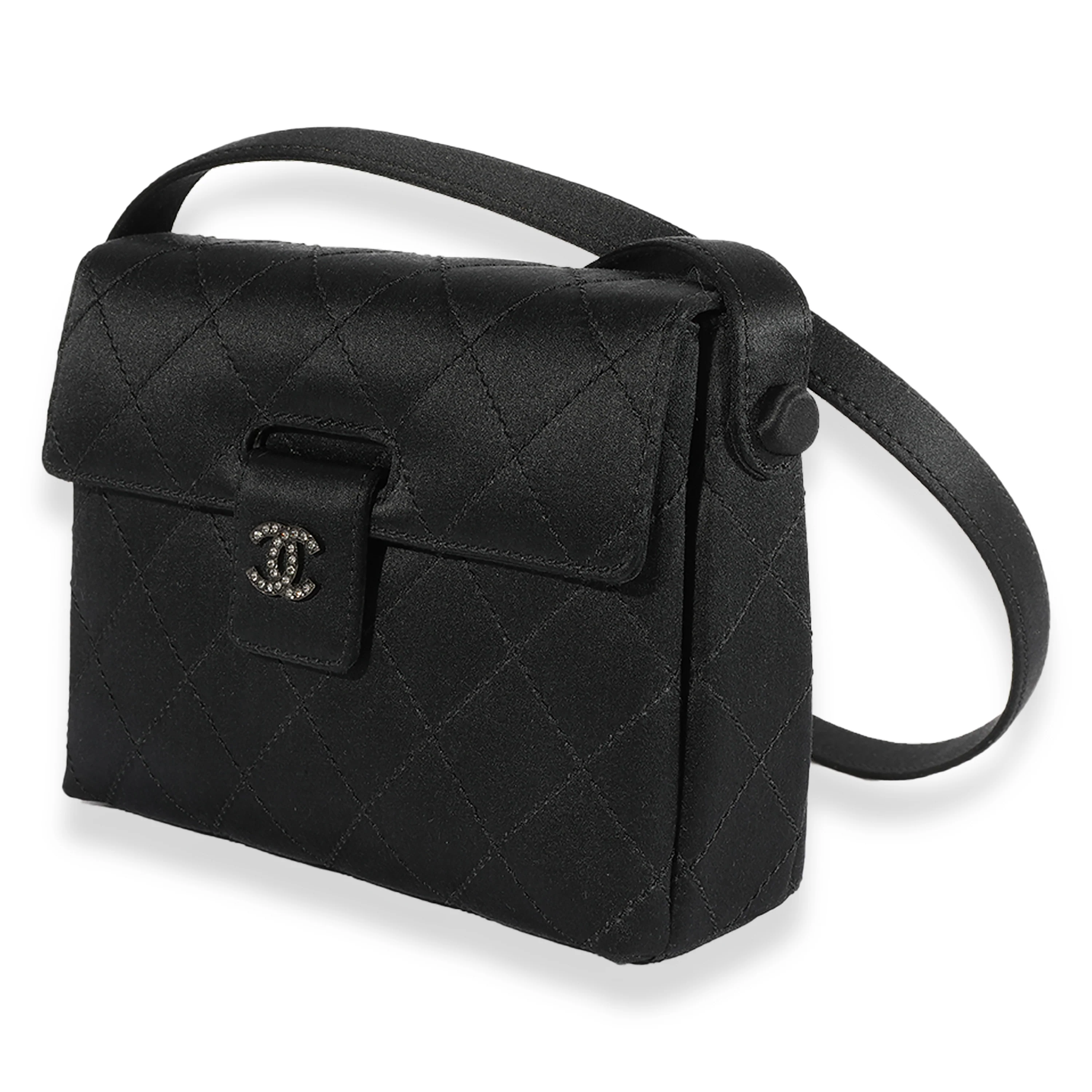Chanel Vintage Black Quilted Satin Evening Bag - Image 4