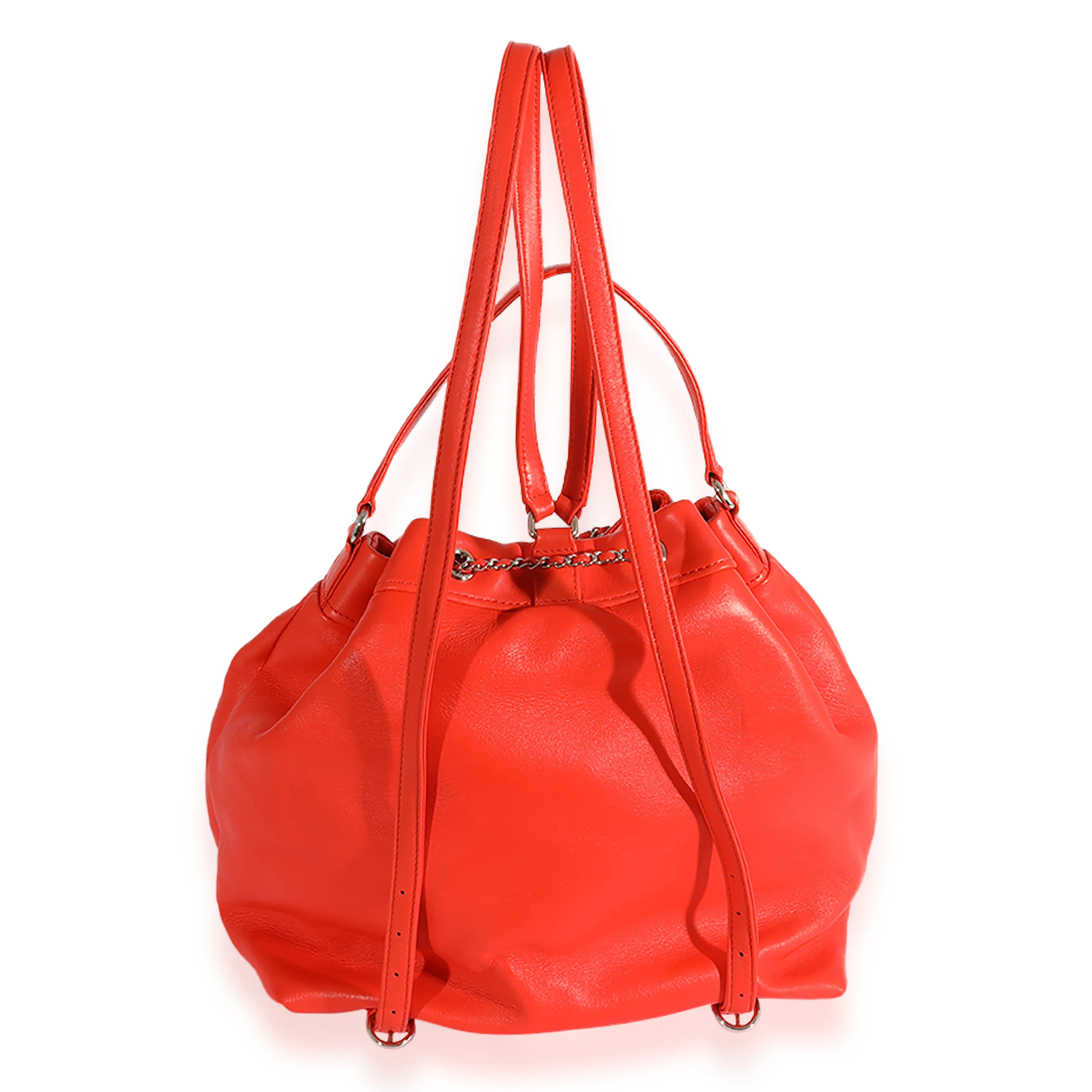 Chanel Coral Calfskin Double Pocket Drawstring Backpack - Image 3