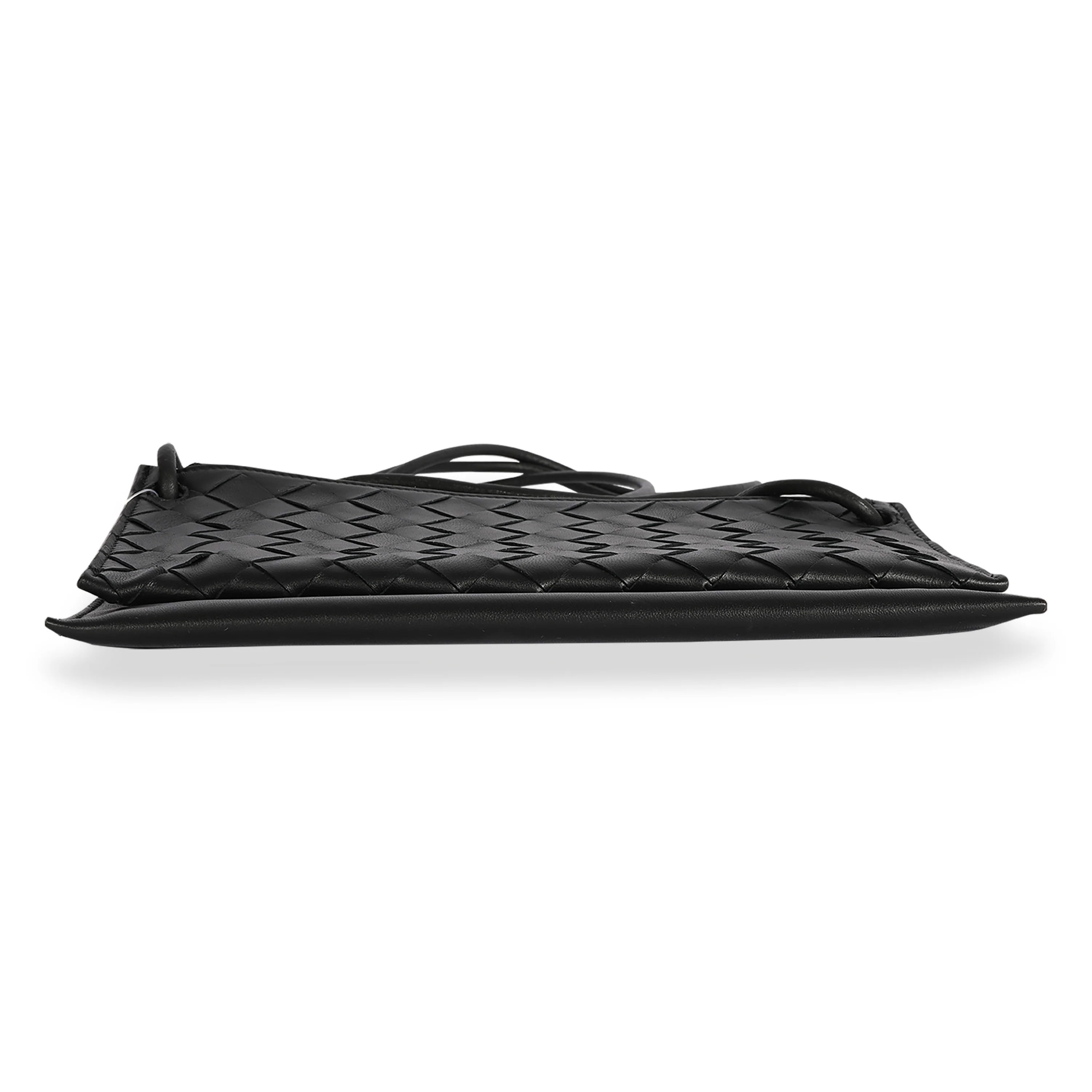 Black Intrecciato Leather Double Pouch Crossbody - Image 5