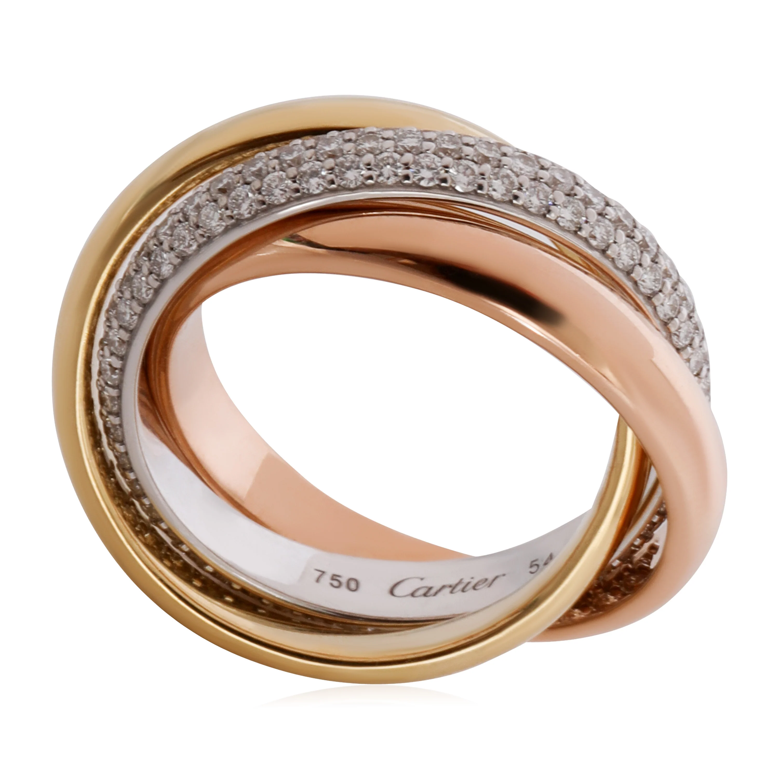 Trinity Diamond Ring in 18K 3 Tone Gold 0.99 CTW - Image 3