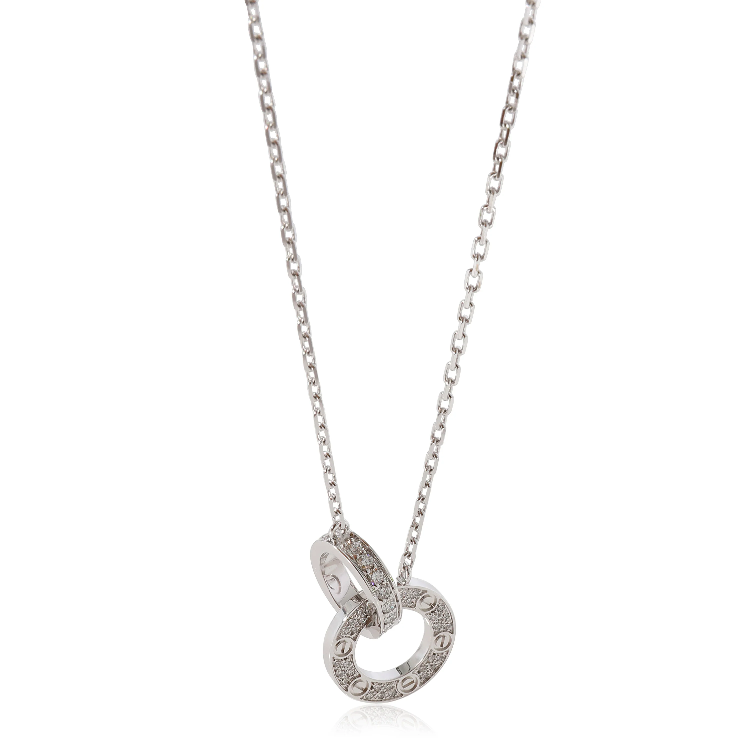 Cartier Love Interlocking Diamond  Pendant in 18k White Gold 0.3 CTW