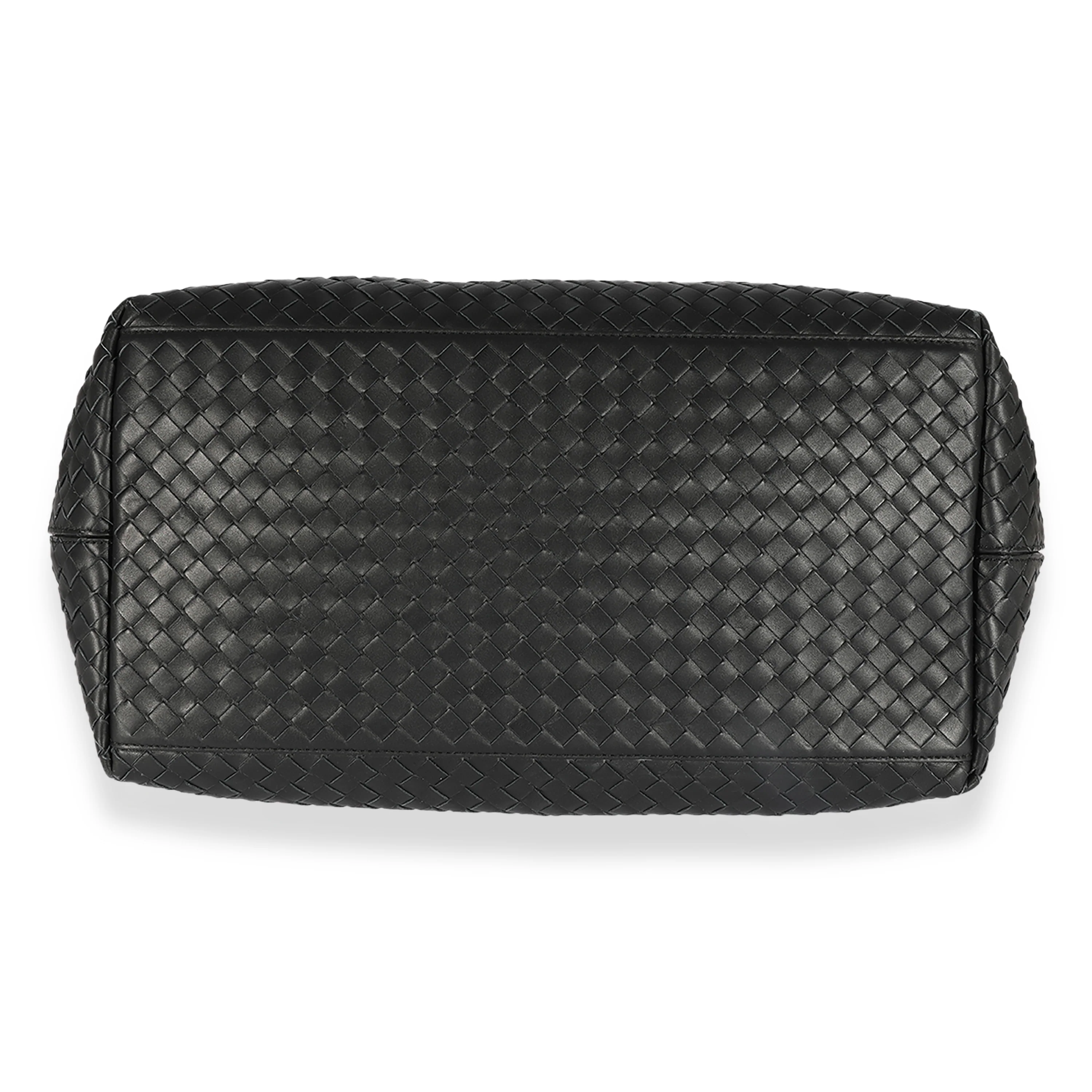 Bottega Veneta Taupe Leather & Black Intrecciato Convertible Tote - Image 5