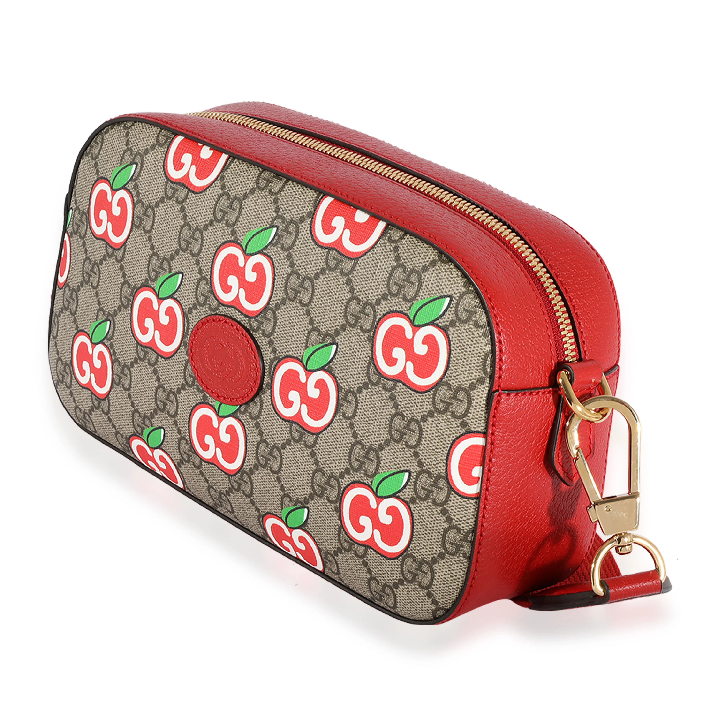 Gucci GG Supreme & Red Leather Apple Shoulder Bag - Image 3