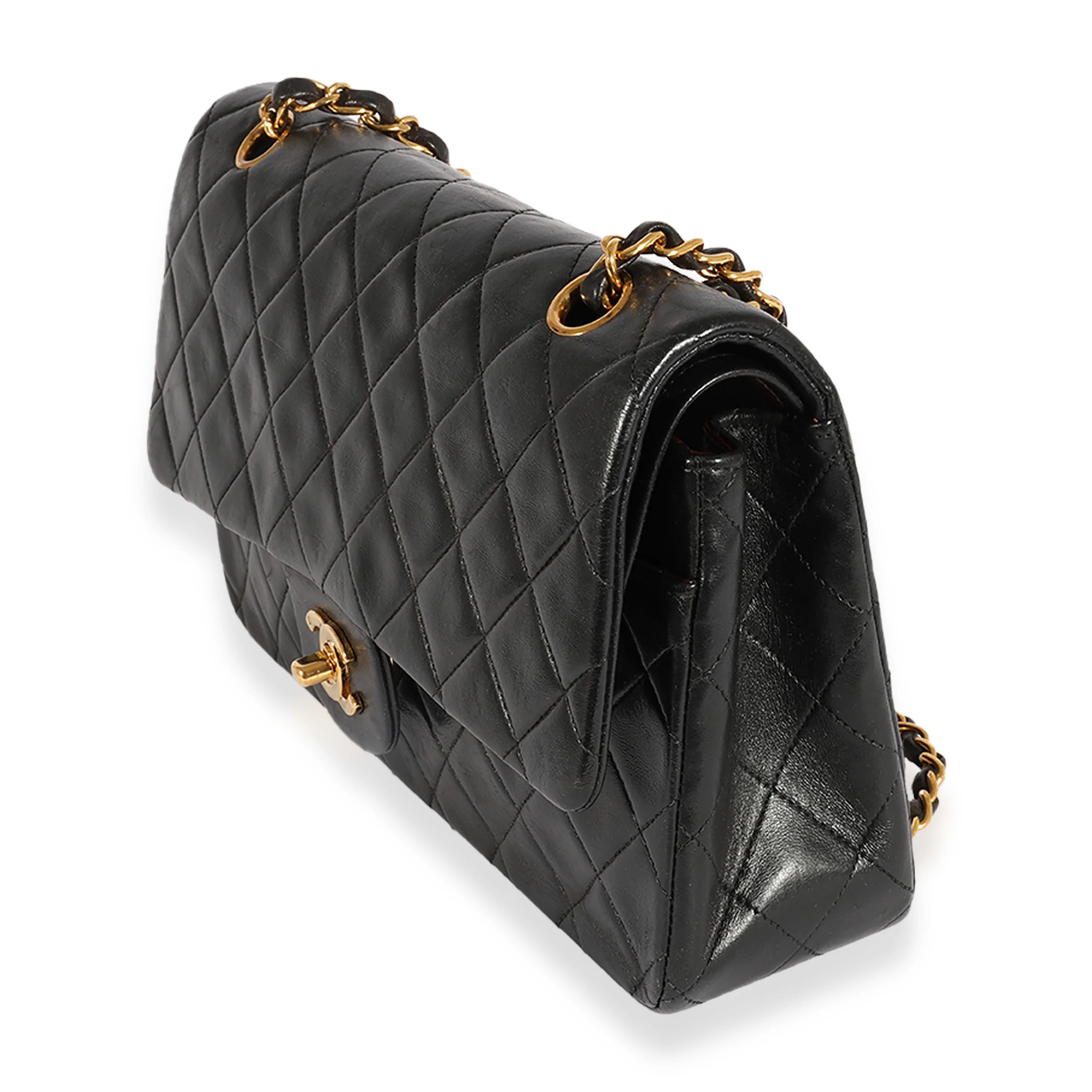 Chanel Vintage Black Quilted Lambskin Classic Medium Double Flap - Image 2