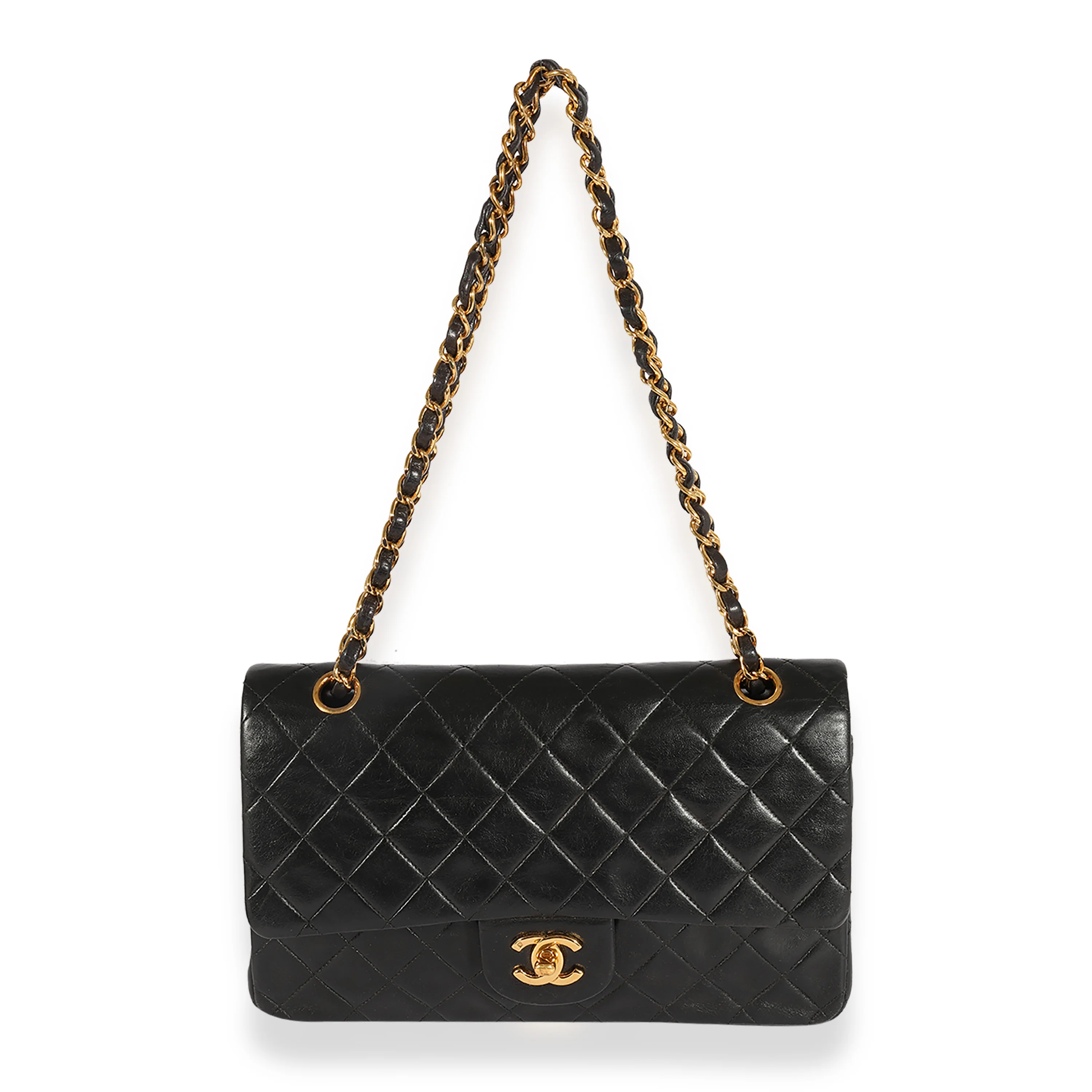 Chanel Vintage Black Quilted Lambskin Classic Medium Double Flap - Image 7
