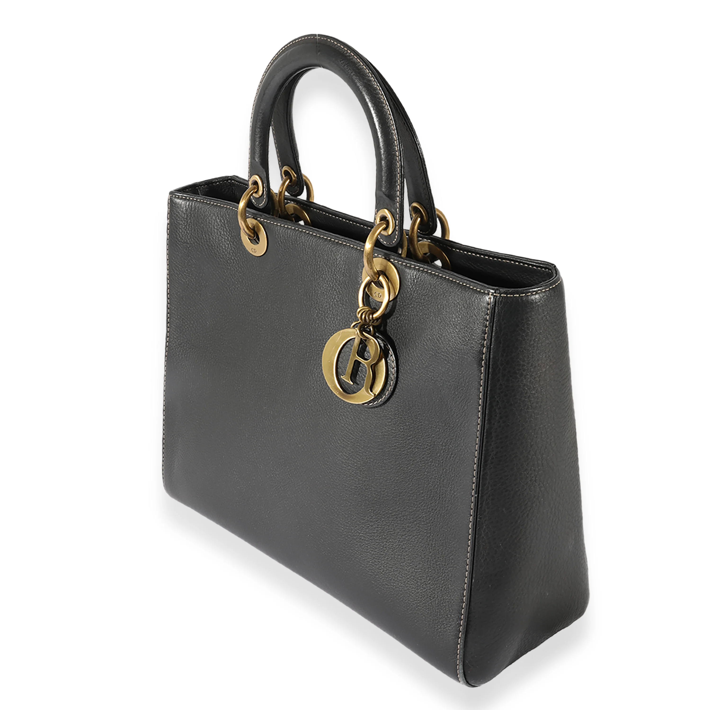Christian Dior Black Leather Large Lady Dior Bag - Image 2