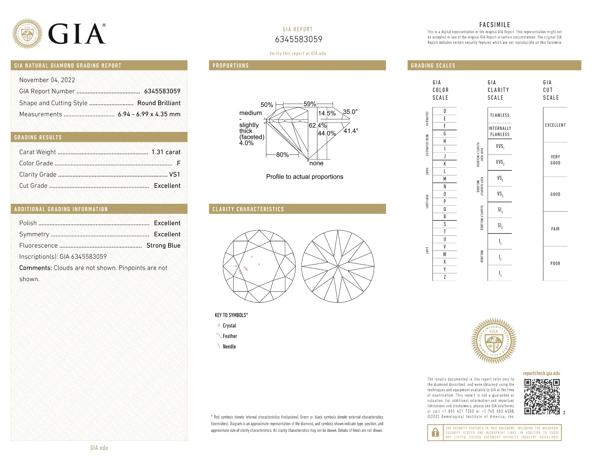 GIA Certified 1.31 Ct Round cut F VS1 Loose Diamond - Image 2